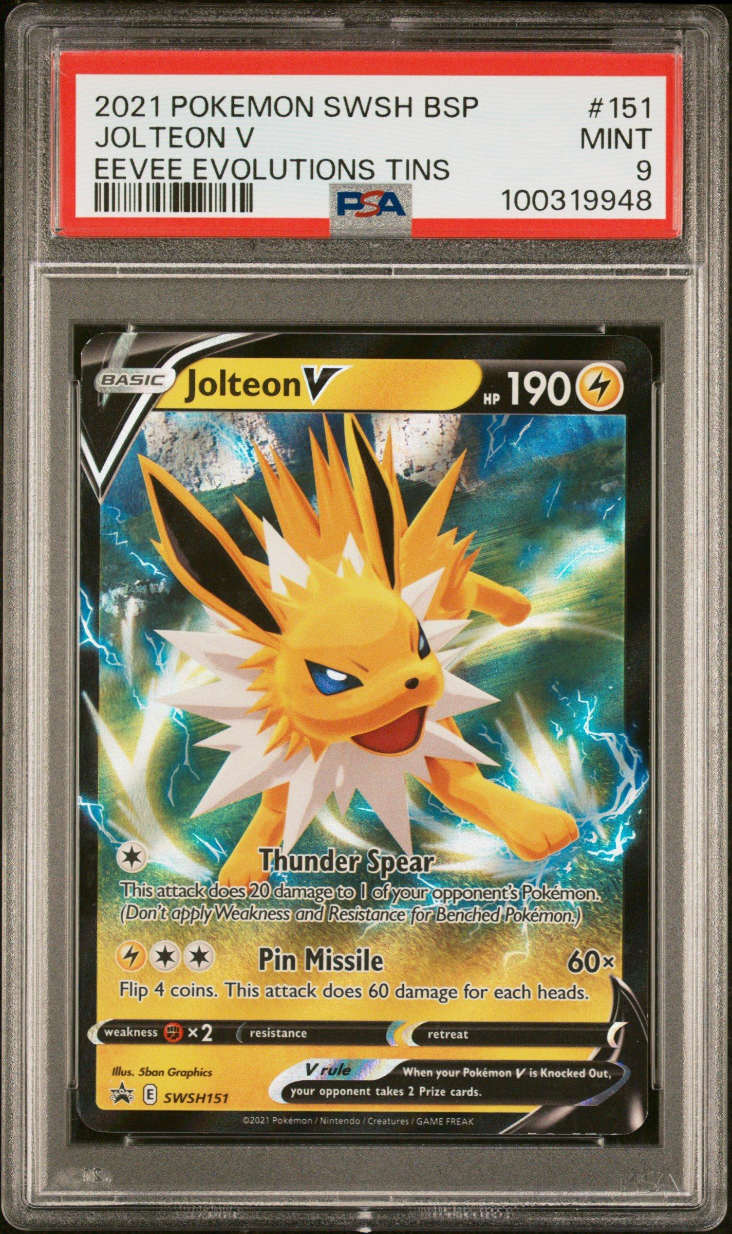 2021 Pokemon Swsh Black Star Promo 151 Jolteon V Eevee Evolutions Tins PSA 9