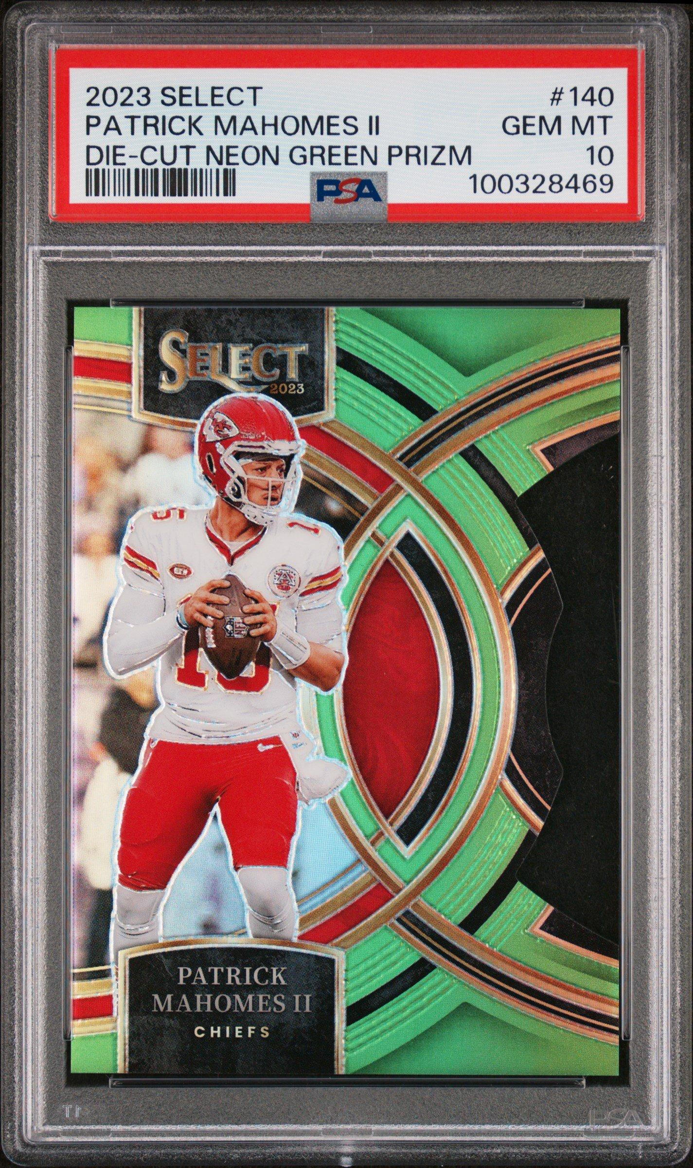 2023 Panini Select 140 Patrick Mahomes Ii Die-cut Neon Green Prizm PSA 10