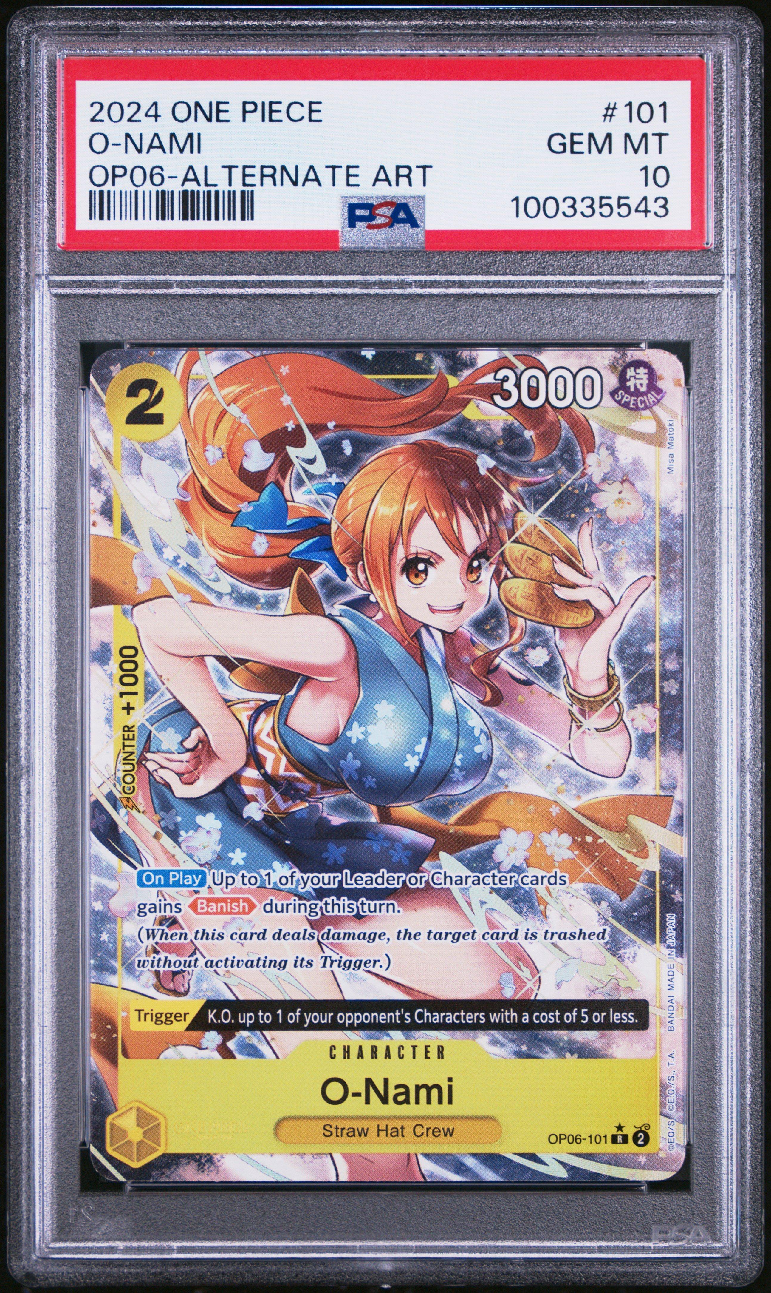 2024 One Piece Wings Of The Captain 101 O-nami Alternate Art PSA 10