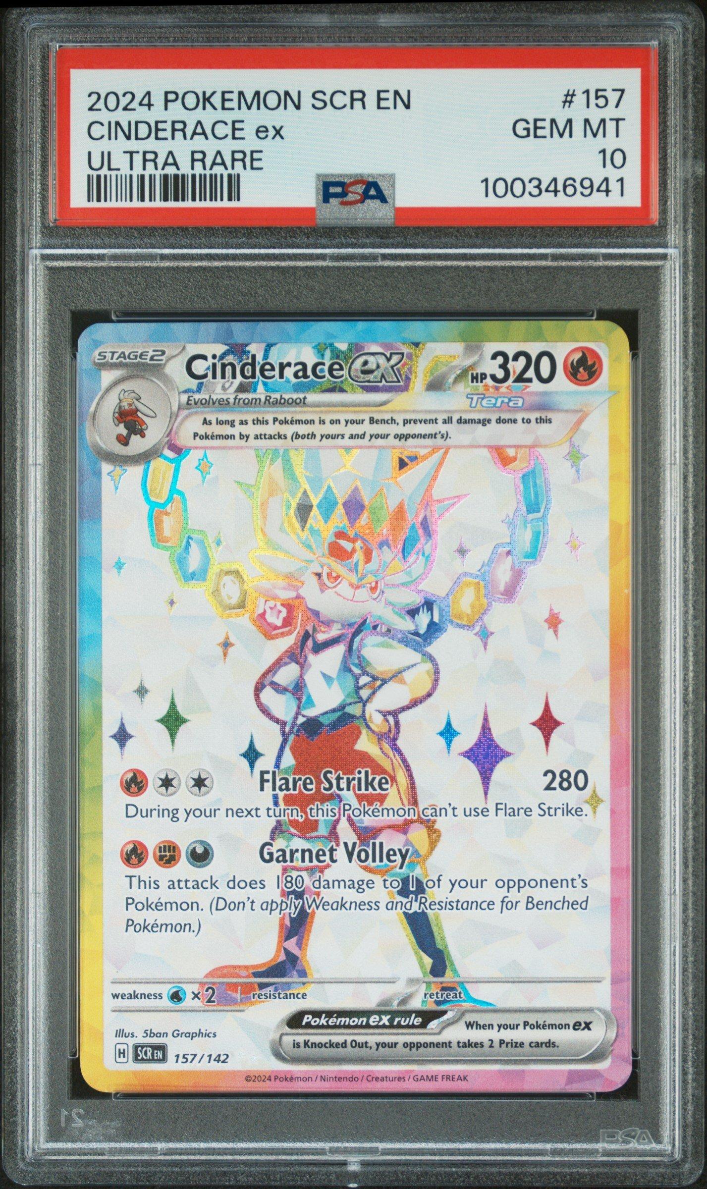 2024 Pokemon Scr En-stellar Crown 157 Cinderace Ex Ultra Rare PSA