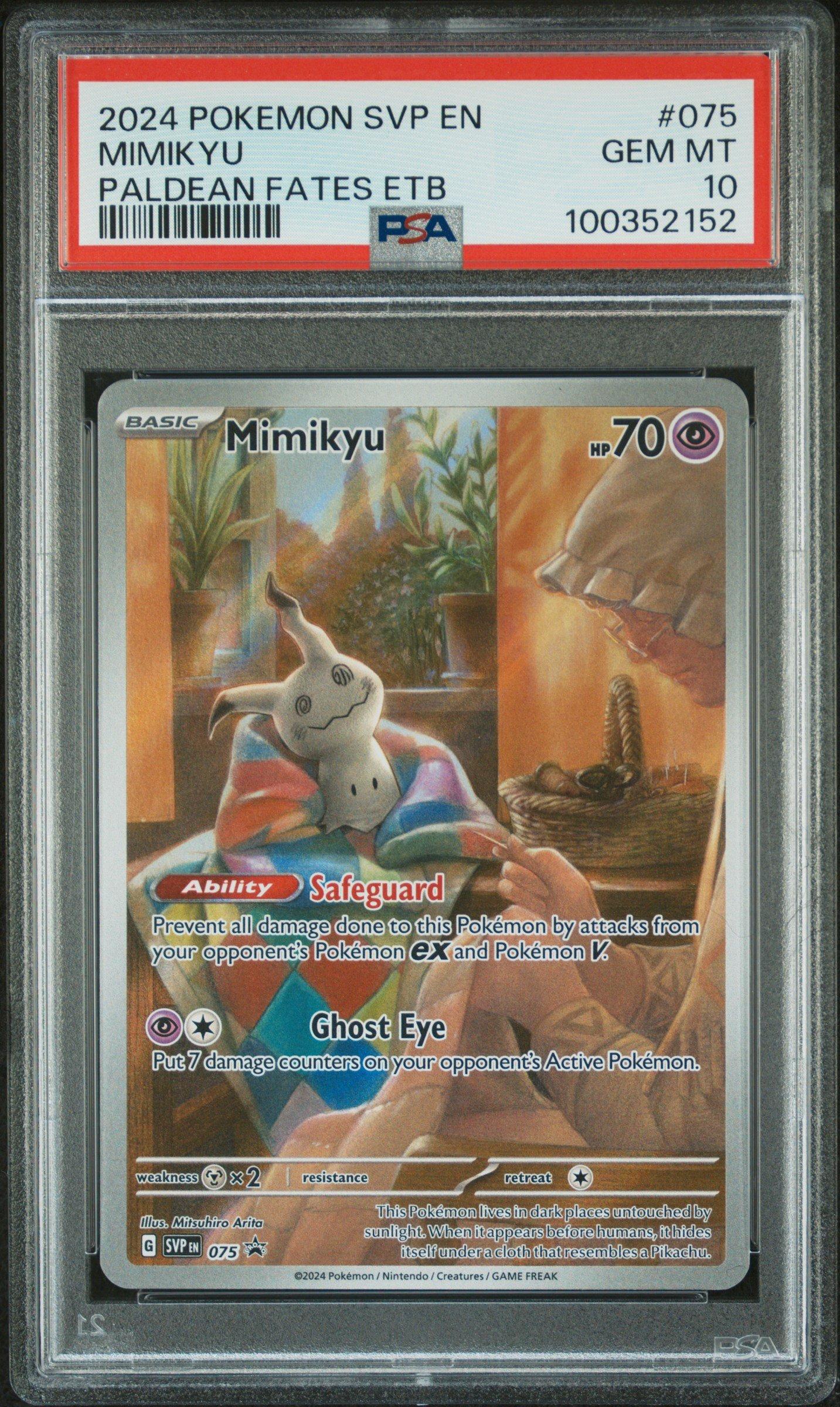 2024 Pokemon Svp En-sv Black Star Promo 075 Mimikyu Paldean Fates Elite Trainer Box PSA