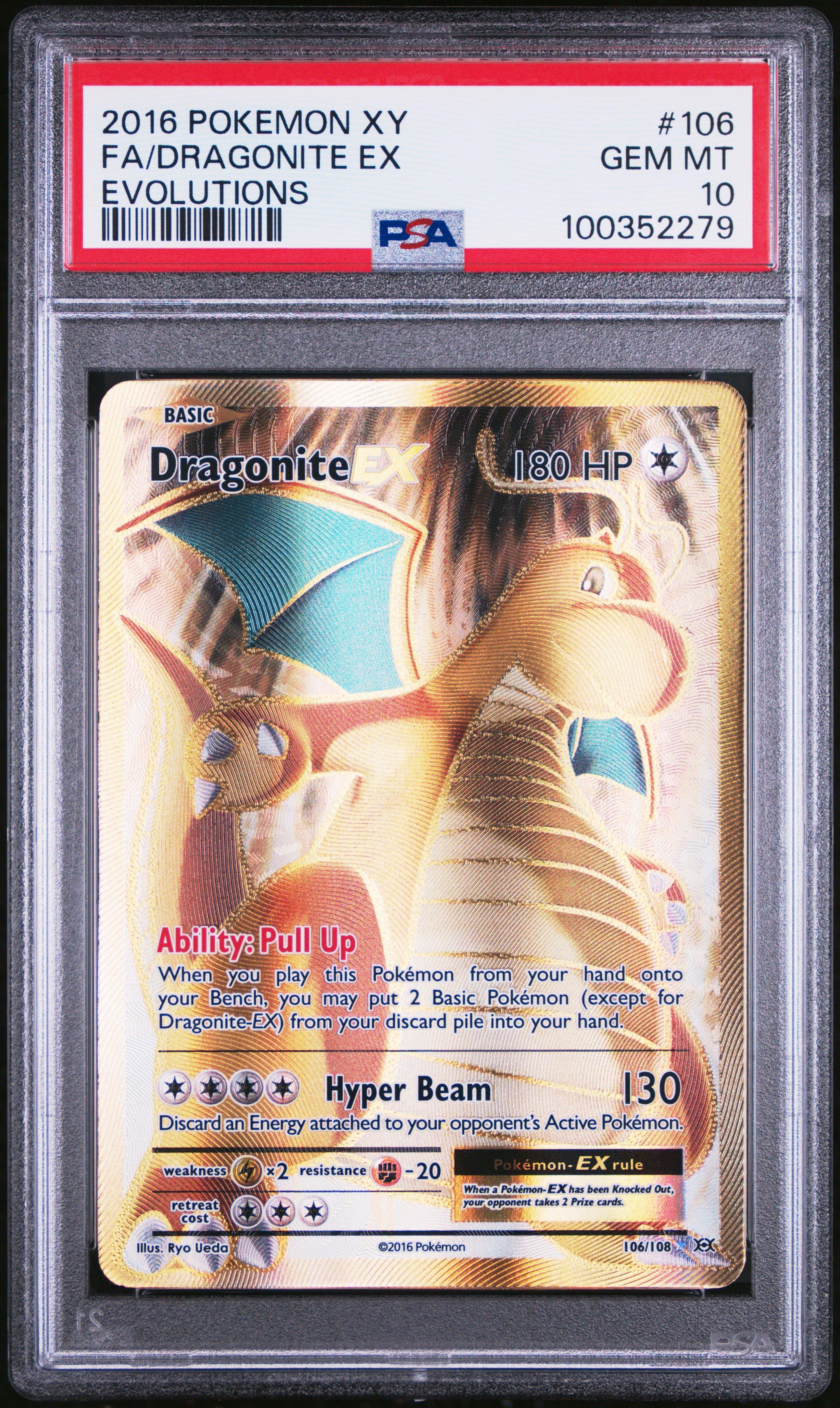 2016 Pokemon Xy Evolutions 106 Full Art/dragonite Ex PSA