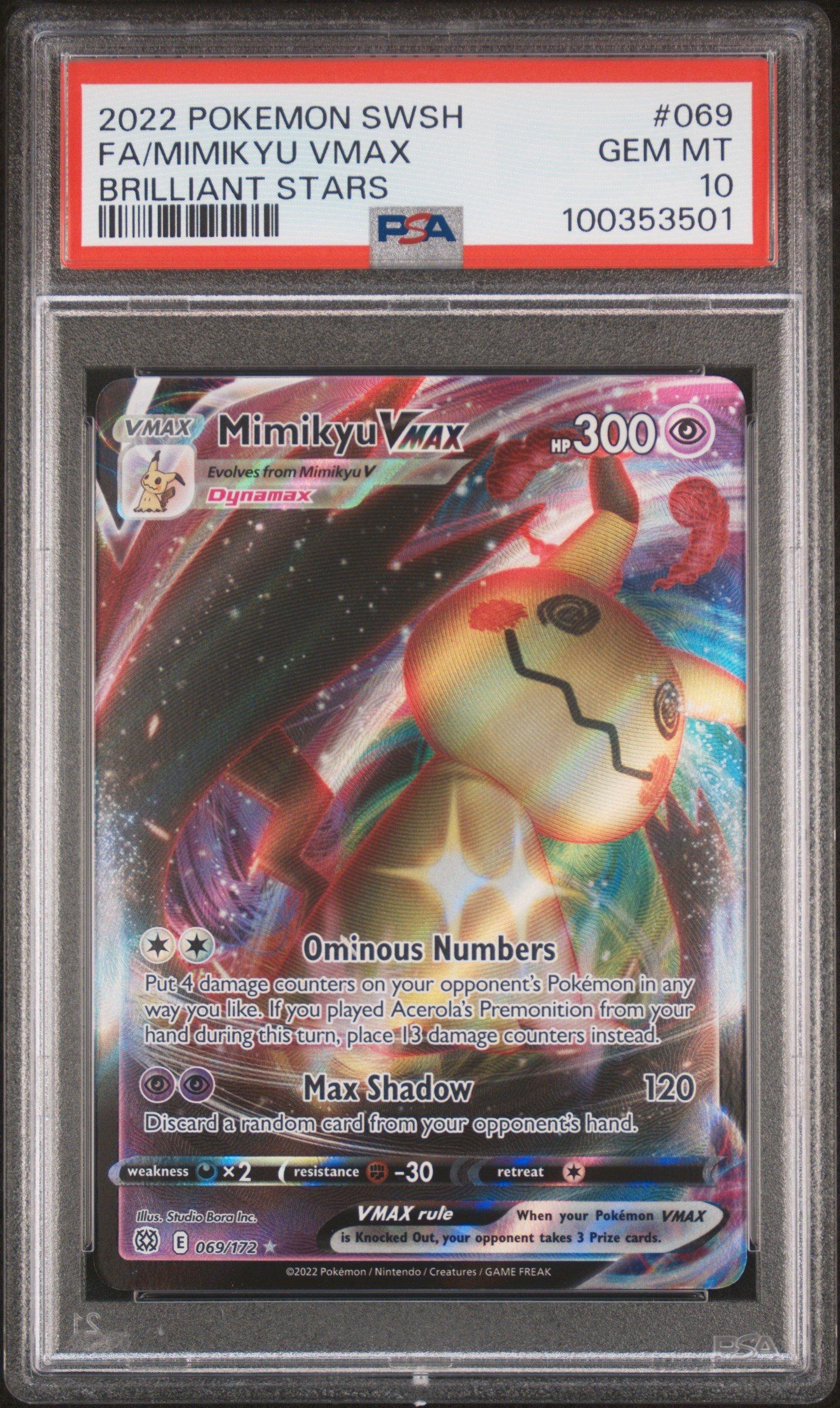 2022 Pokemon Sword & Shield Brilliant Stars 069 Full Art/mimikyu Vmax PSA