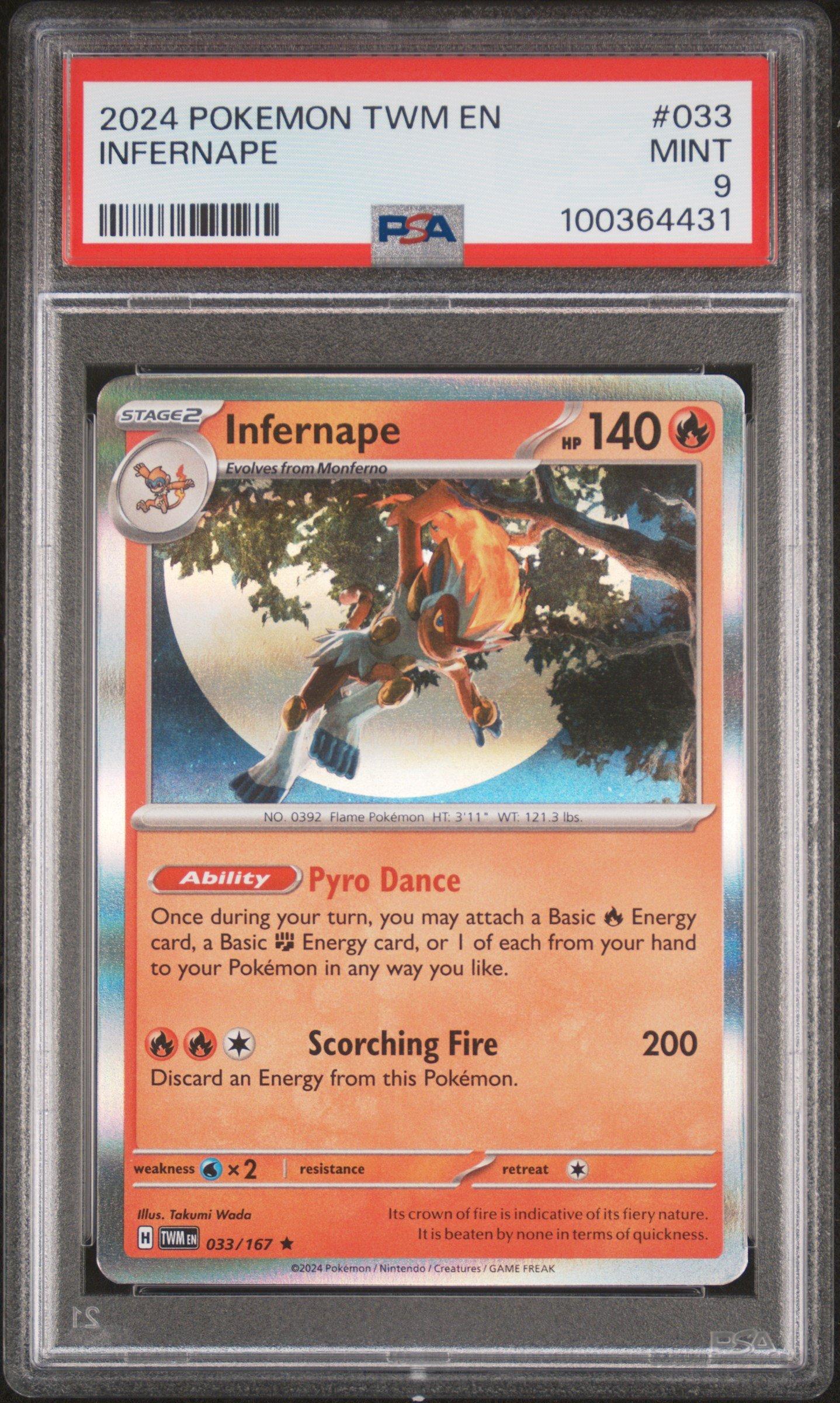 2024 Pokemon Twm En-twilight Masquerade 033 Infernape PSA 9