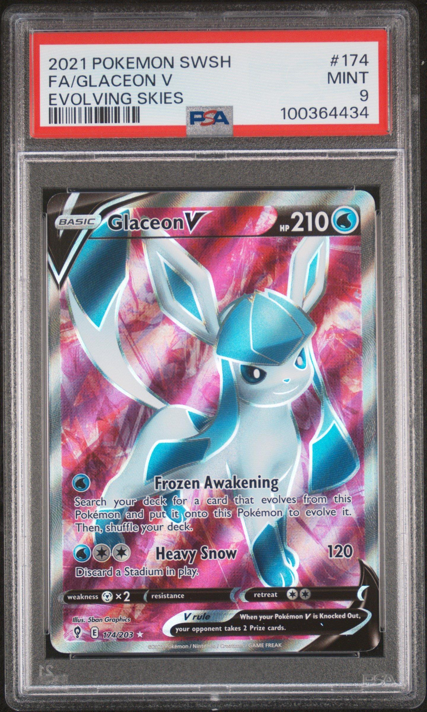 2021 Pokemon Sword & Shield Evolving Skies 174 Full Art/glaceon V PSA
