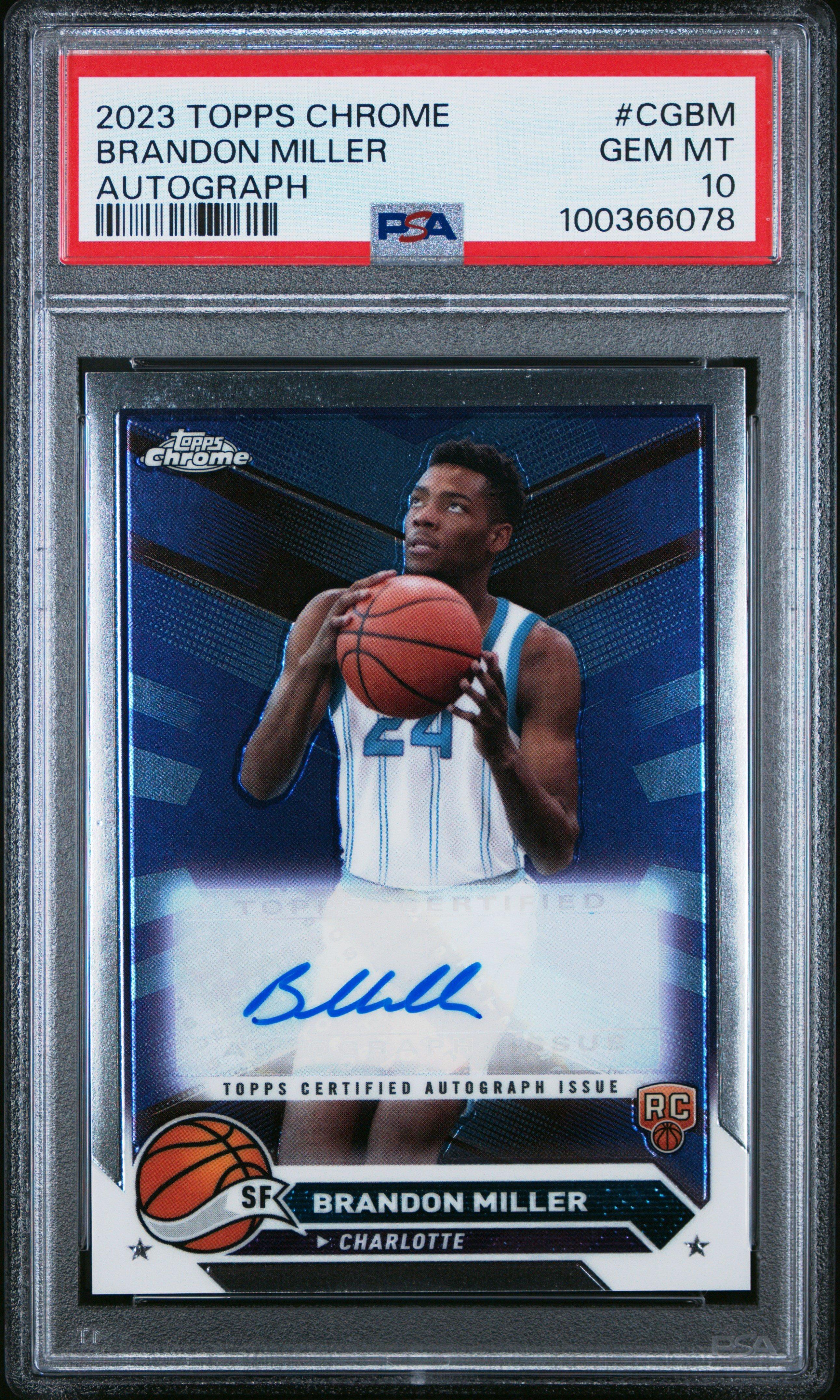 2023 Topps Chrome Topps Chrome Autographs Cgbm Brandon Miller PSA 10
