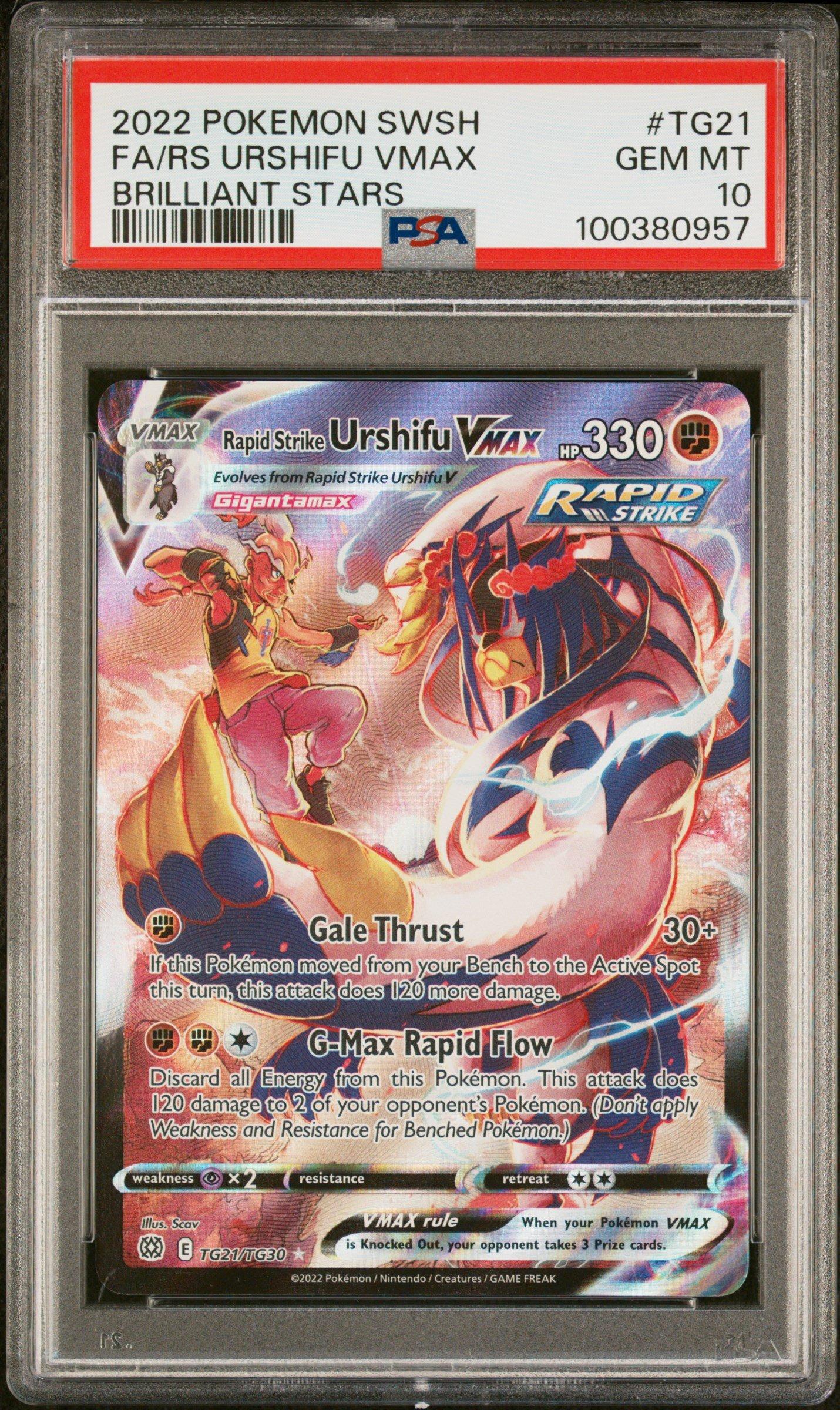 2022 Pokemon Sword & Shield Brilliant Stars Tg21 Full Art/rapid Strike Urshifu Vmax PSA