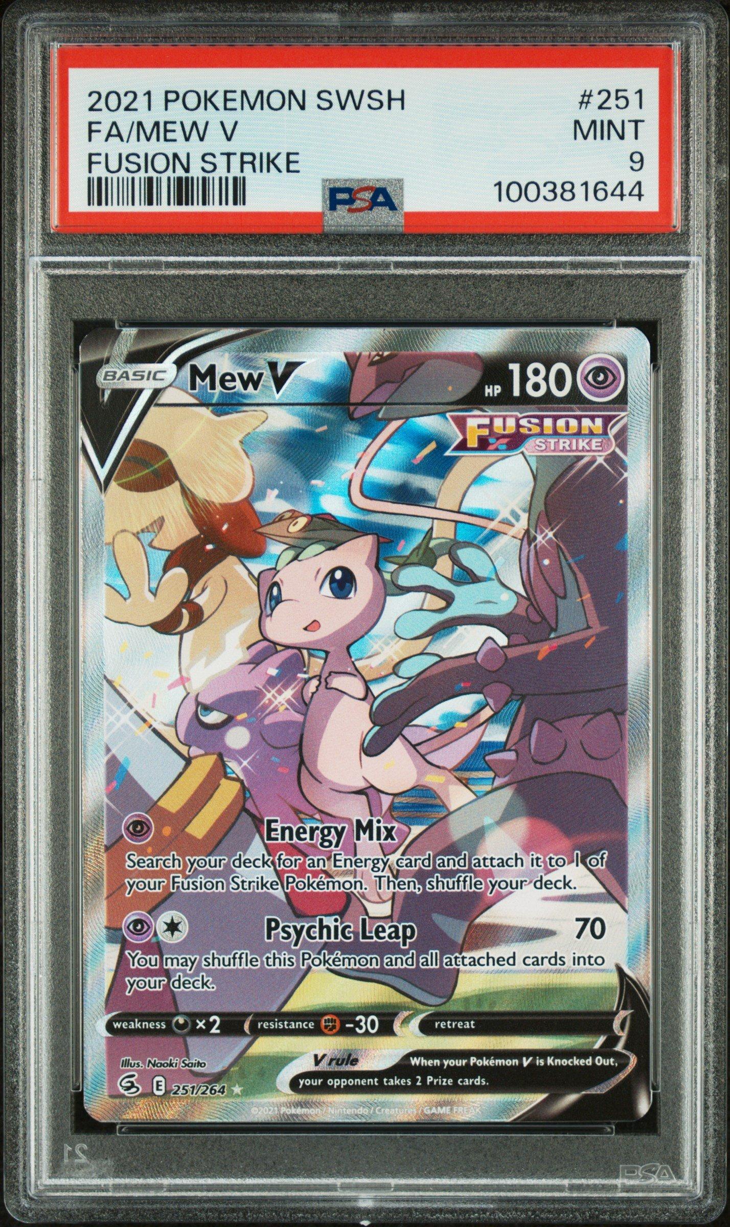 2021 Pokemon Sword & Shield Fusion Strike 251 Full Art/mew V PSA 9