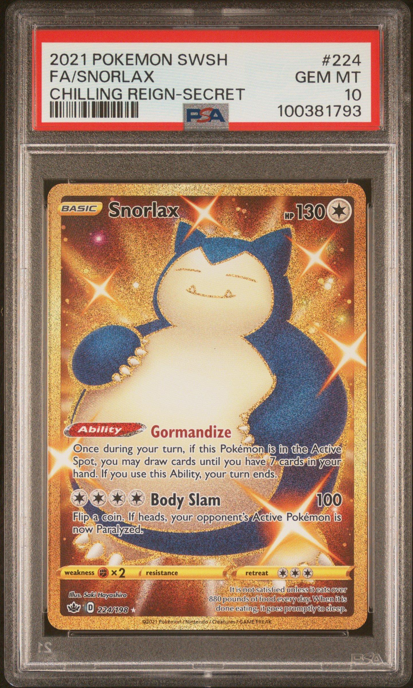 レジスチルゴールドスター psa6 渦巻きホロあり。値段相談受付可 2021 Pokemon Sword & Shield Chilling Reign 224 Full Art/snorlax