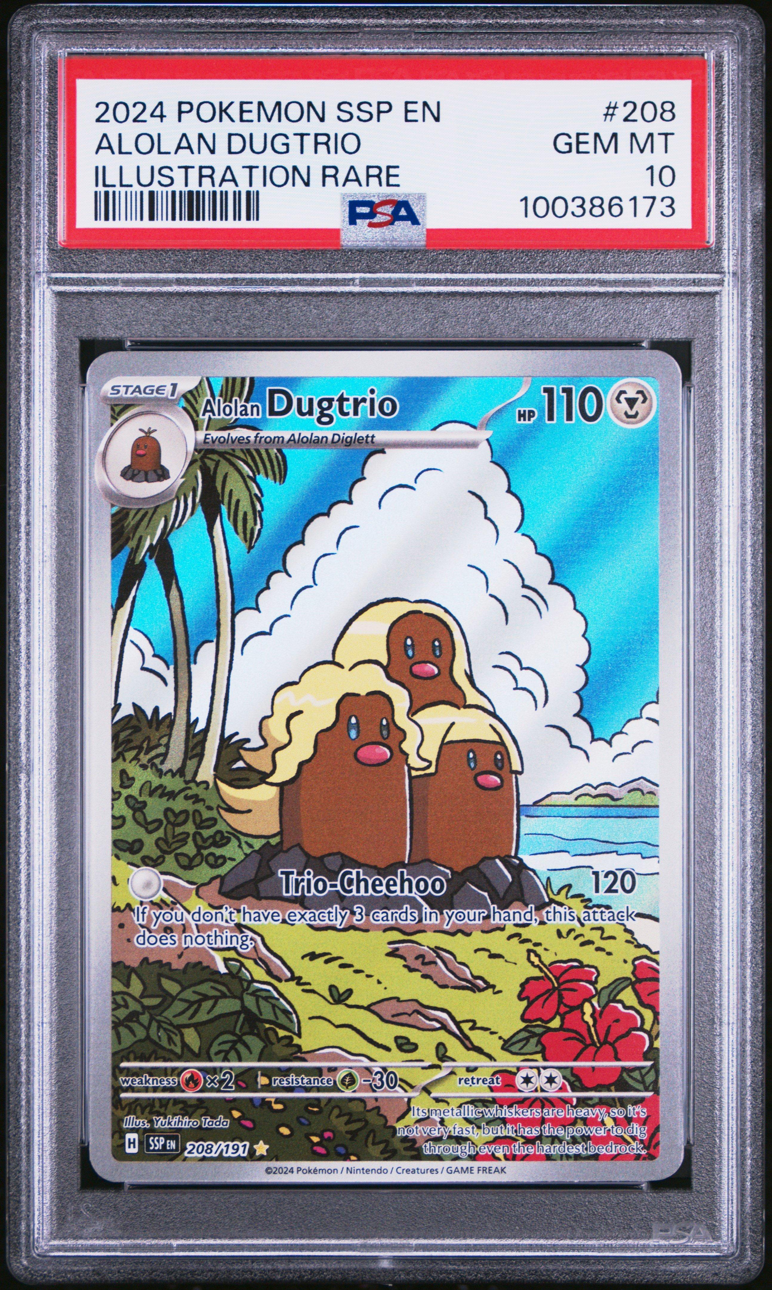 2024 Pokemon Ssp En-surging Sparks 208 Alolan Dugtrio Illustration Rare PSA