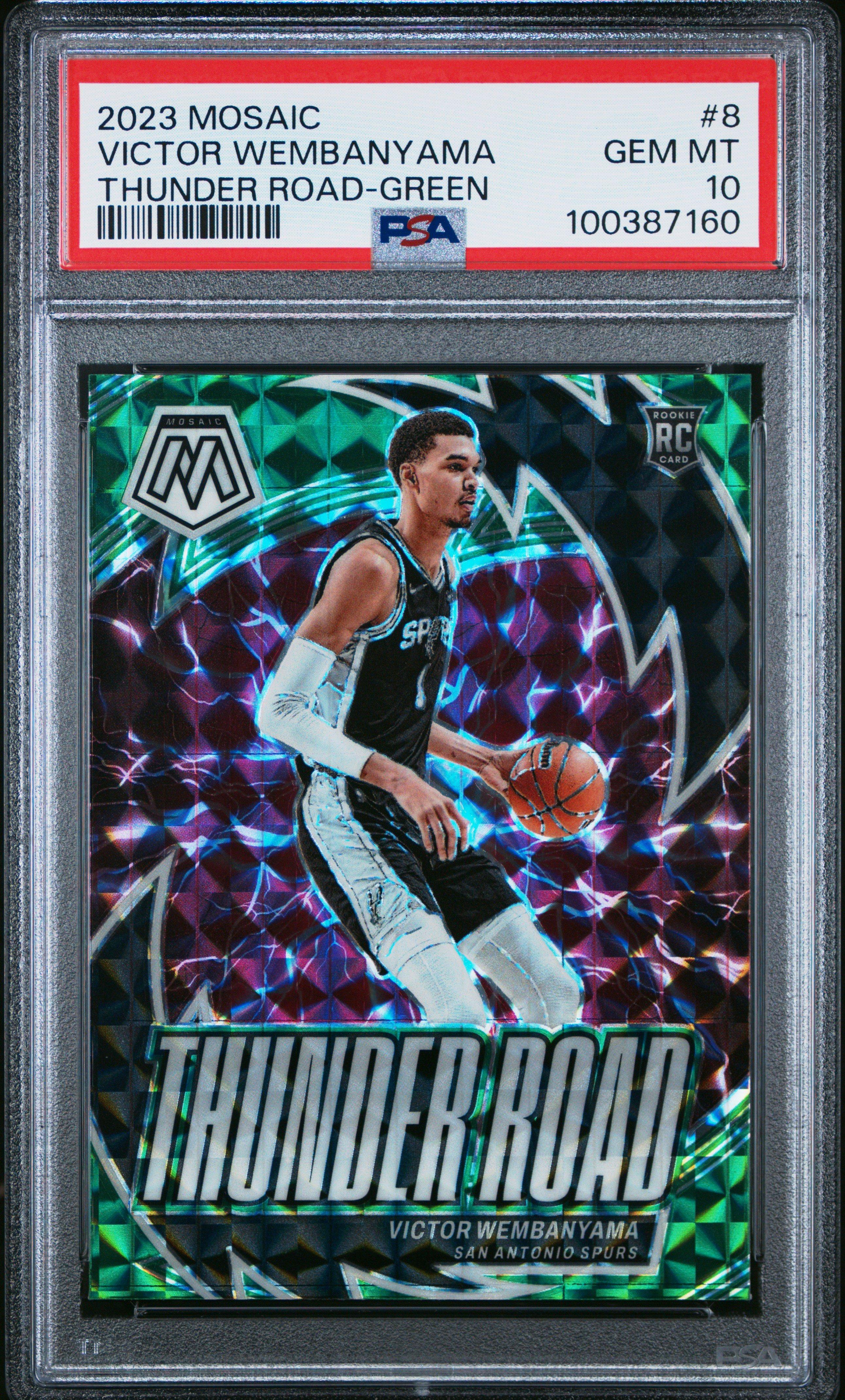 2023 Panini Mosaic Thunder Road 8 Victor Wembanyama Green PSA 10
