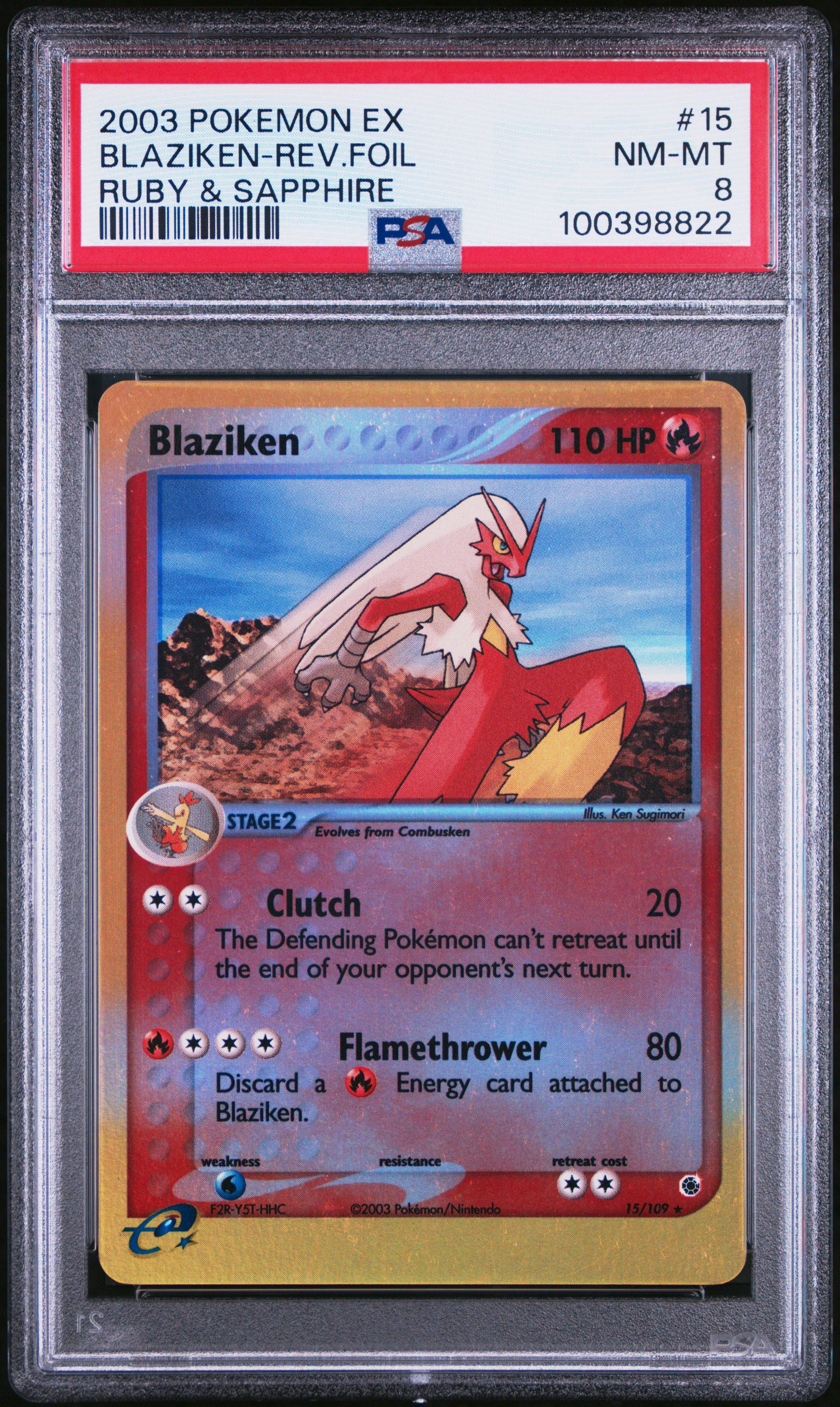 2003 Pokemon Ex Ruby & Sapphire 15 Blaziken-reverse Foil PSA 8