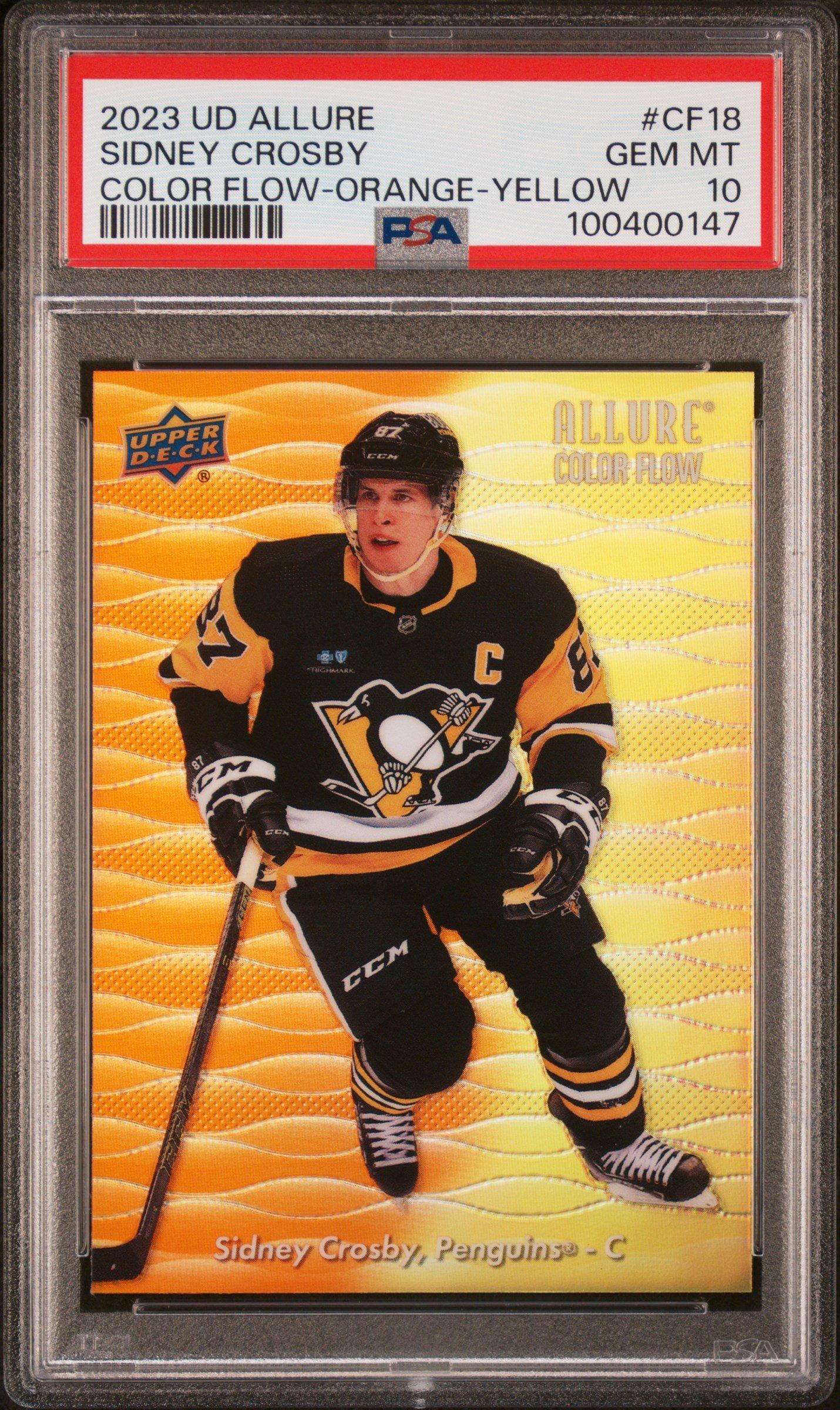 2023 Upper Deck Allure Color Flow Cf18 Sidney Crosby Orange-yellow PSA 10