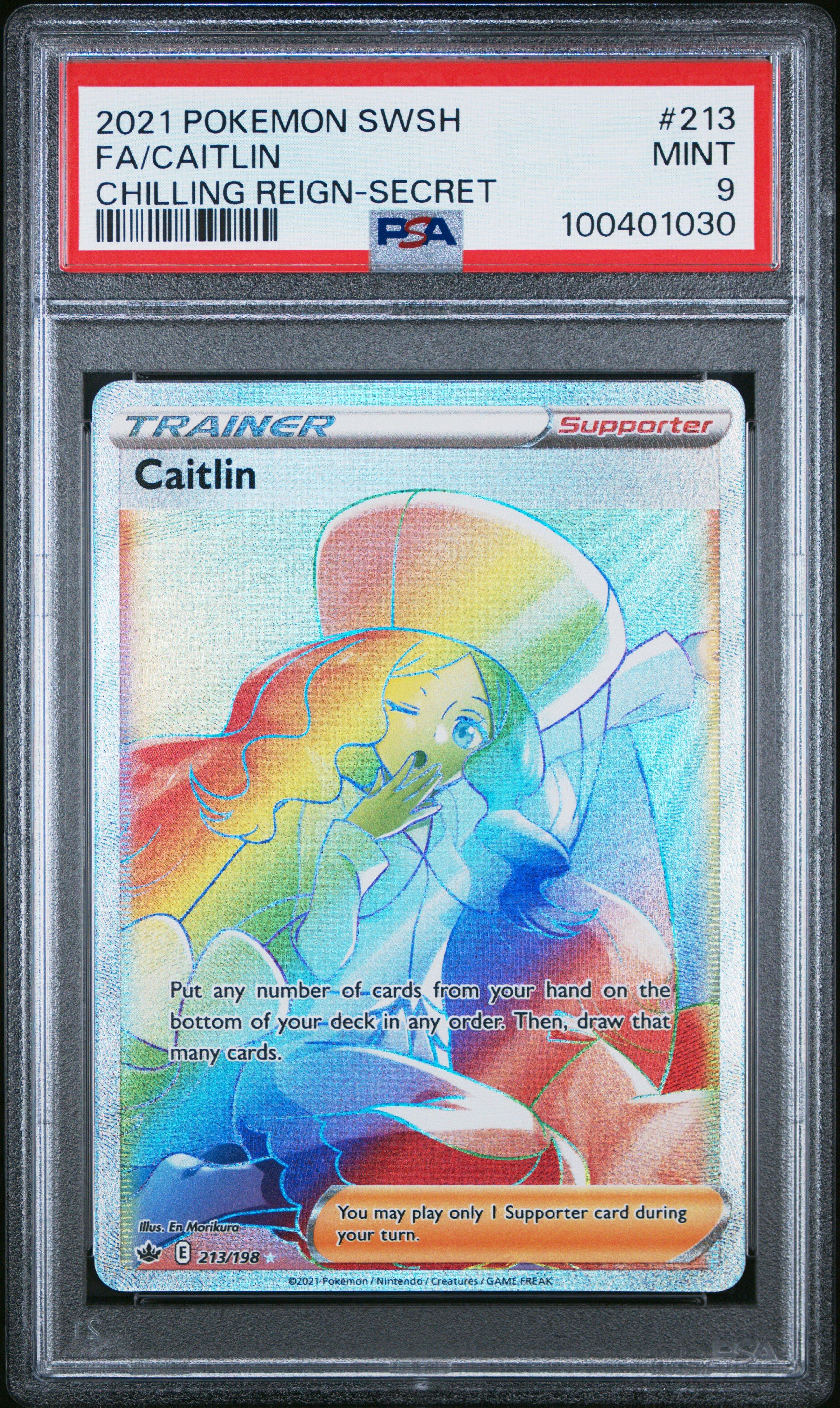 2021 Pokemon Sword & Shield Chilling Reign 213 Full Art/caitlin Secret PSA