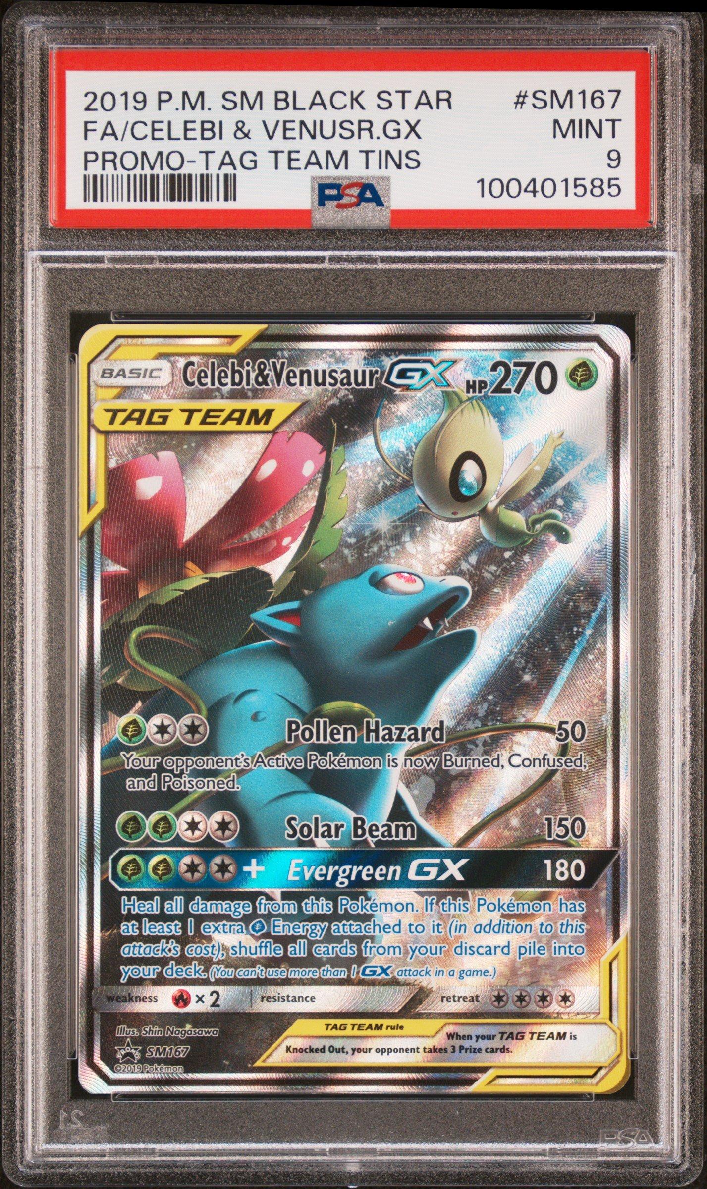 2019 Pokemon Sm Black Star Promo Sm167 Full Art/celebi & Venusaur Gx Tag Team Tins PSA