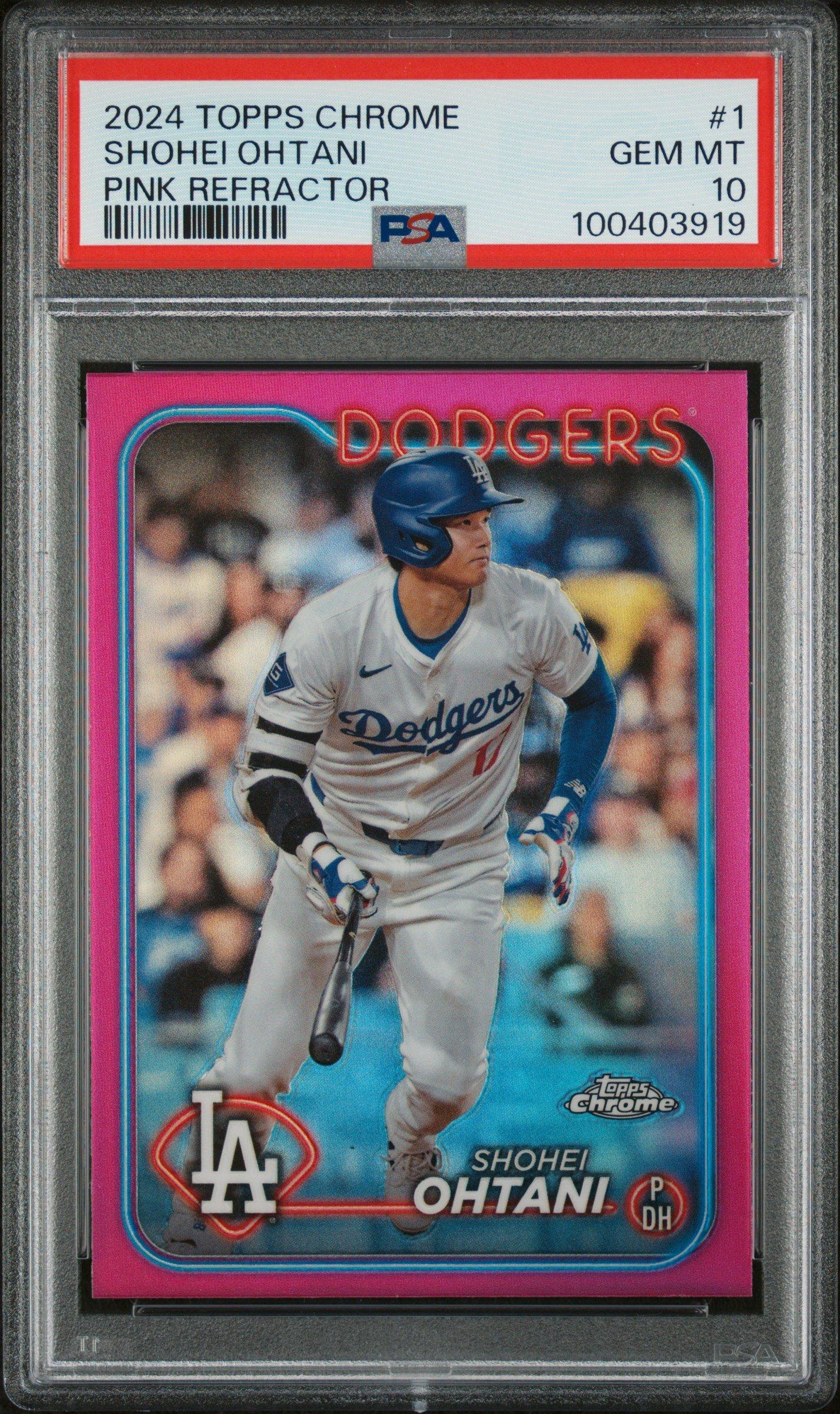 パ*ん様 PSA10 ファーストコンタクト　β版 2024 Topps Chrome 1 Shohei Ohtani Pink Refractor PSA 10 Graded