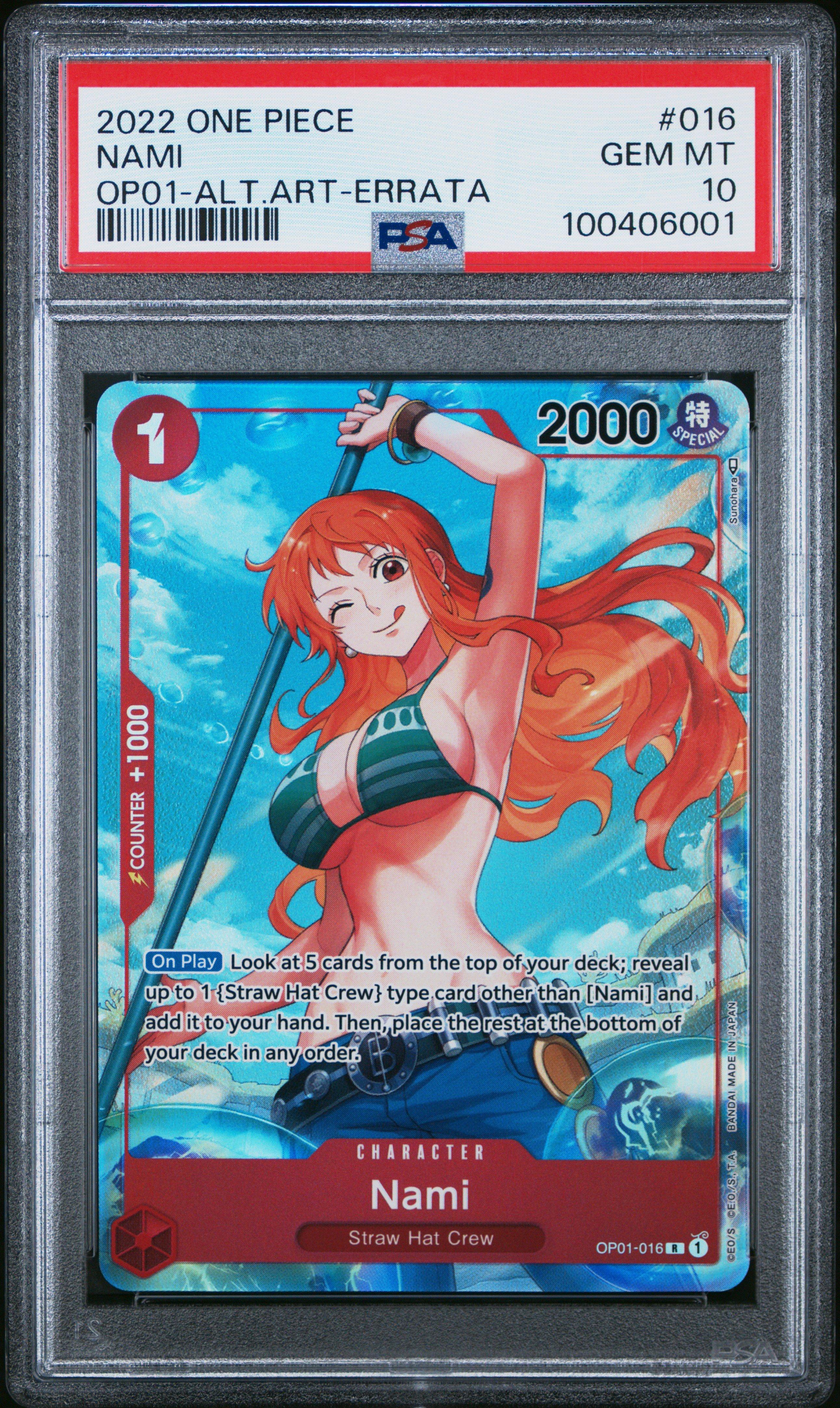 2022 One Piece Op01-romance Dawn 016 Nami Alternate Art-errata PSA 10