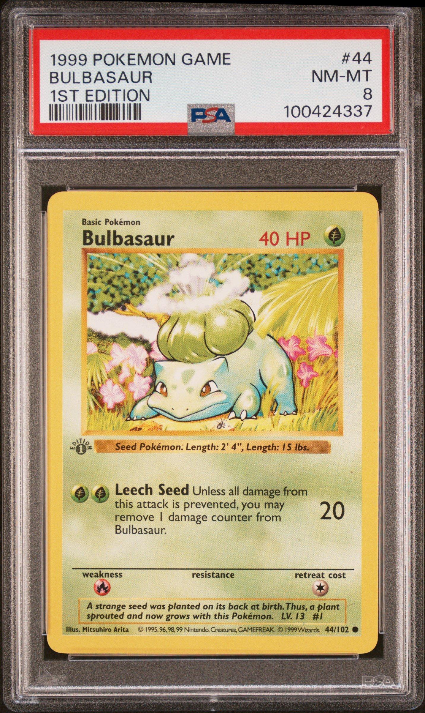 1999 Pokemon Game 44 Bulbasaur 1st Edition PSA 8 Graded Card