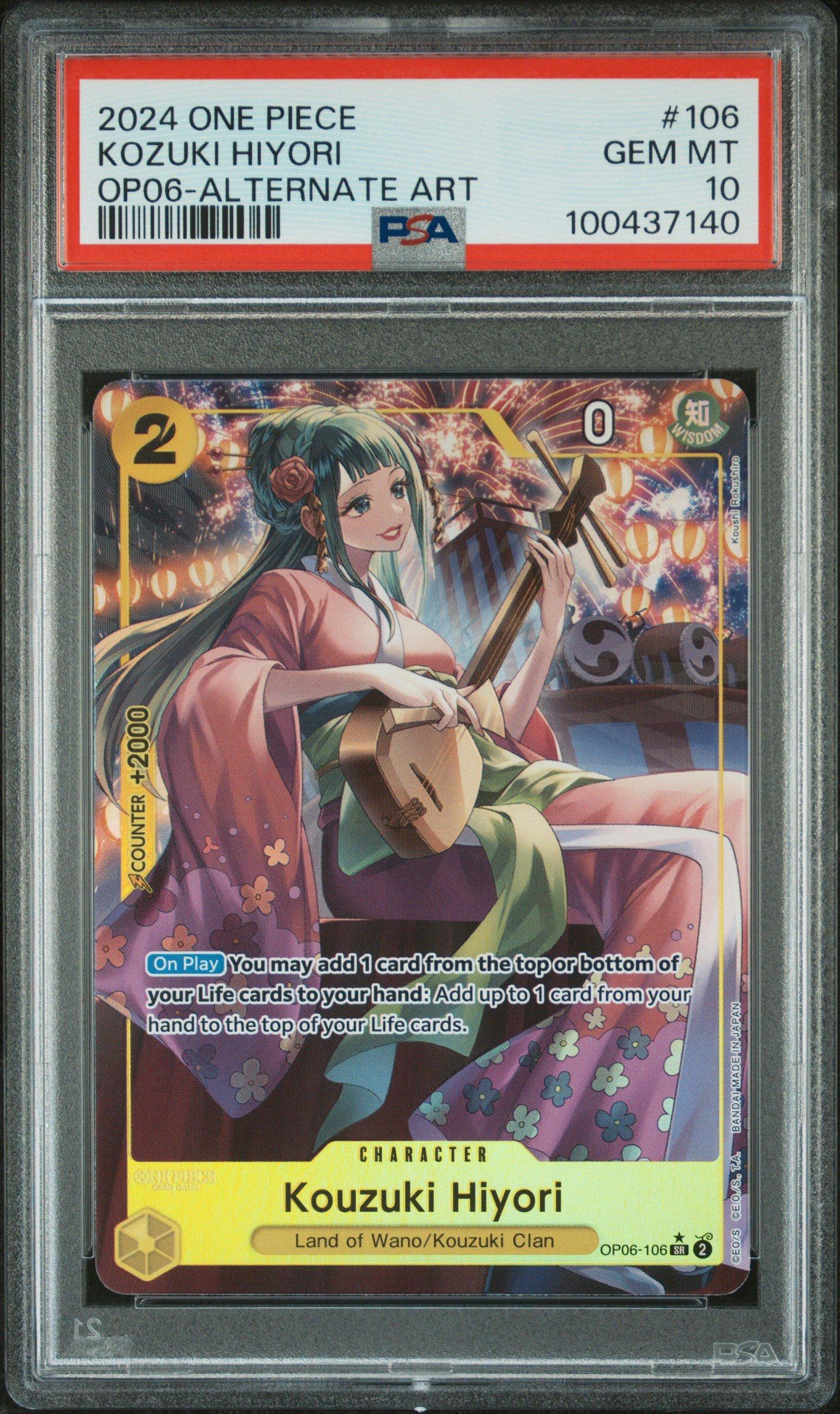 2024 One Piece Op06-wings Of The Captain 106 Kozuki Hiyori Alternate Art PSA