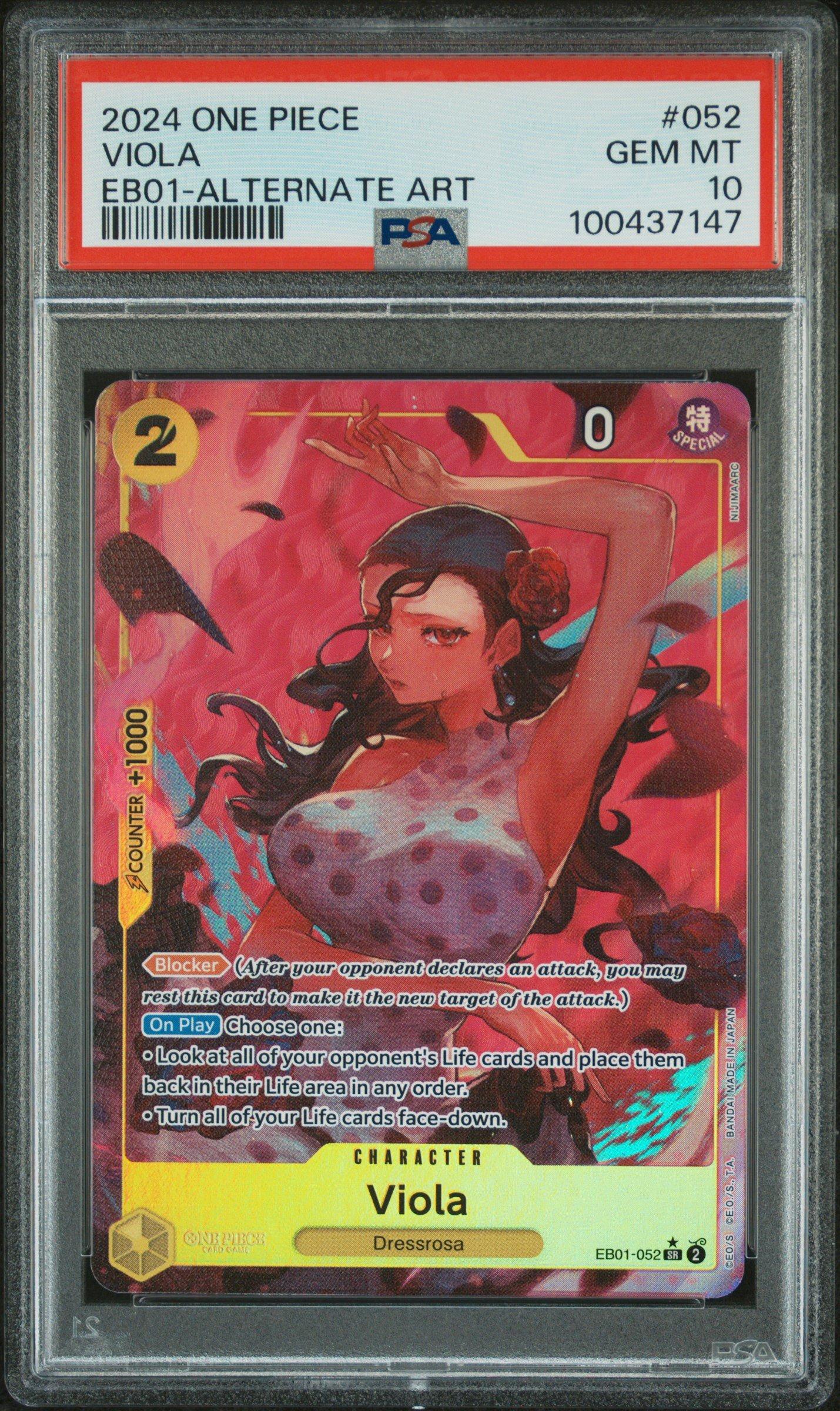 2024 One Piece Eb01-extra Booster -memorial Collection- 052 Viola Alternate Art PSA 10