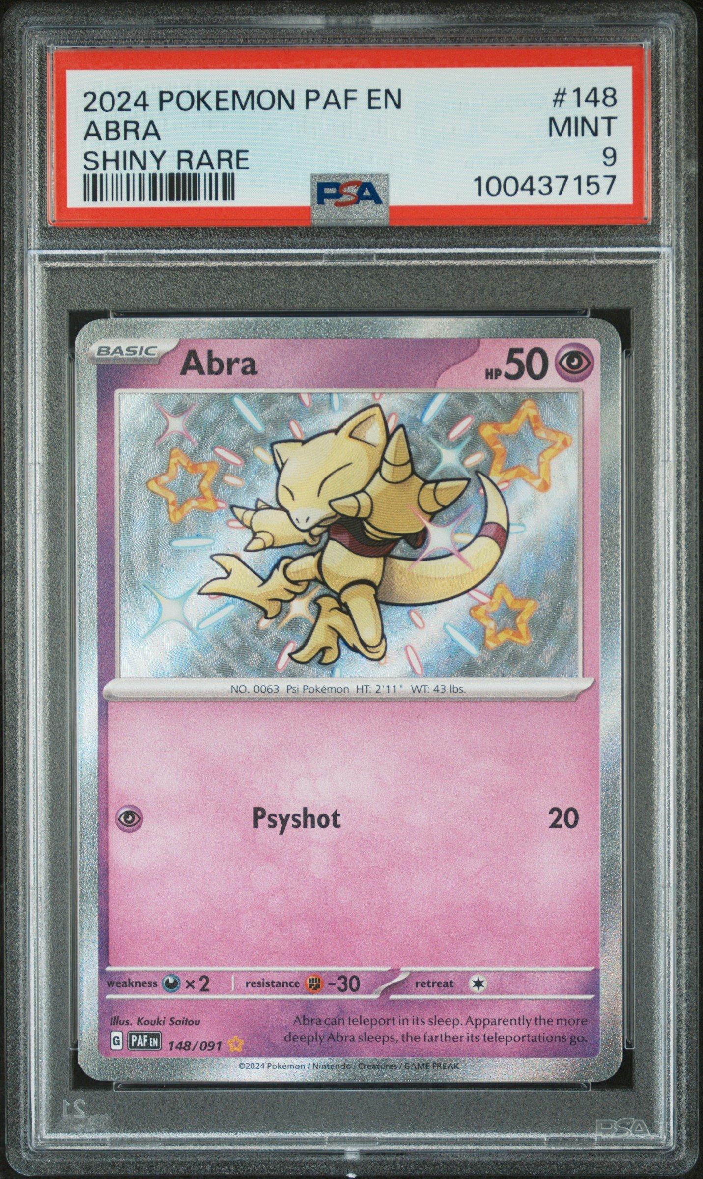 2024 Pokemon Paf En-paldean Fates 148 Abra Shiny Rare PSA