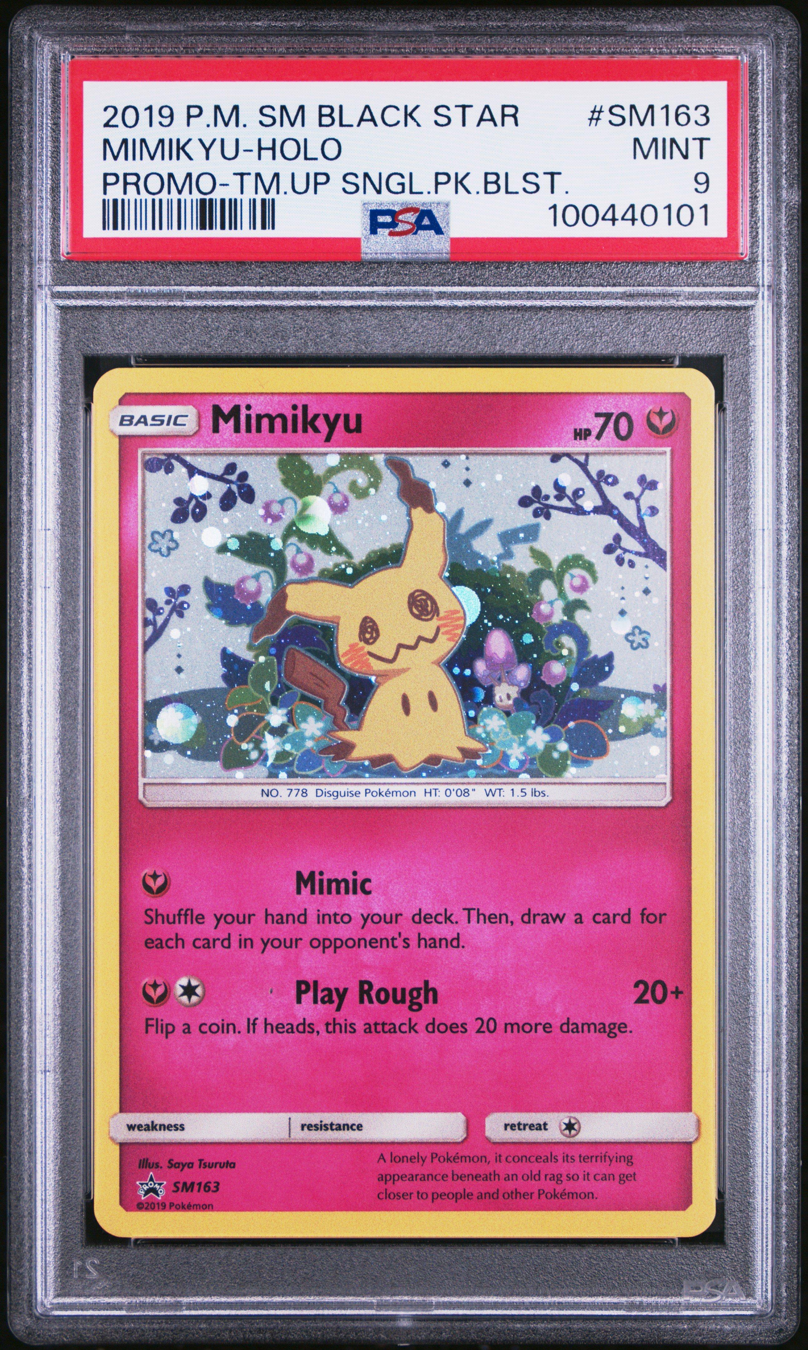 2019 Pokemon Sm Black Star Promo Sm163 Mimikyu-holo Team Up Single Pack Blisters PSA