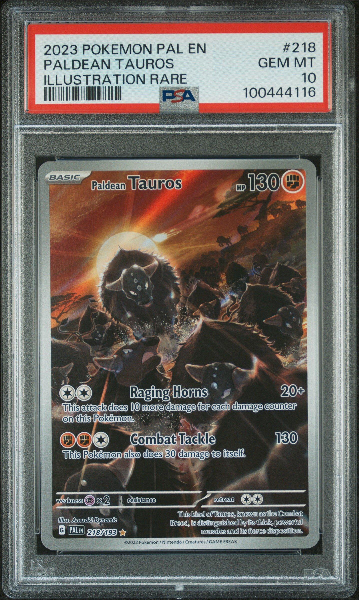 2023 Pokemon Pal En-paldea Evolved 218 Paldean Tauros Illustration Rare PSA