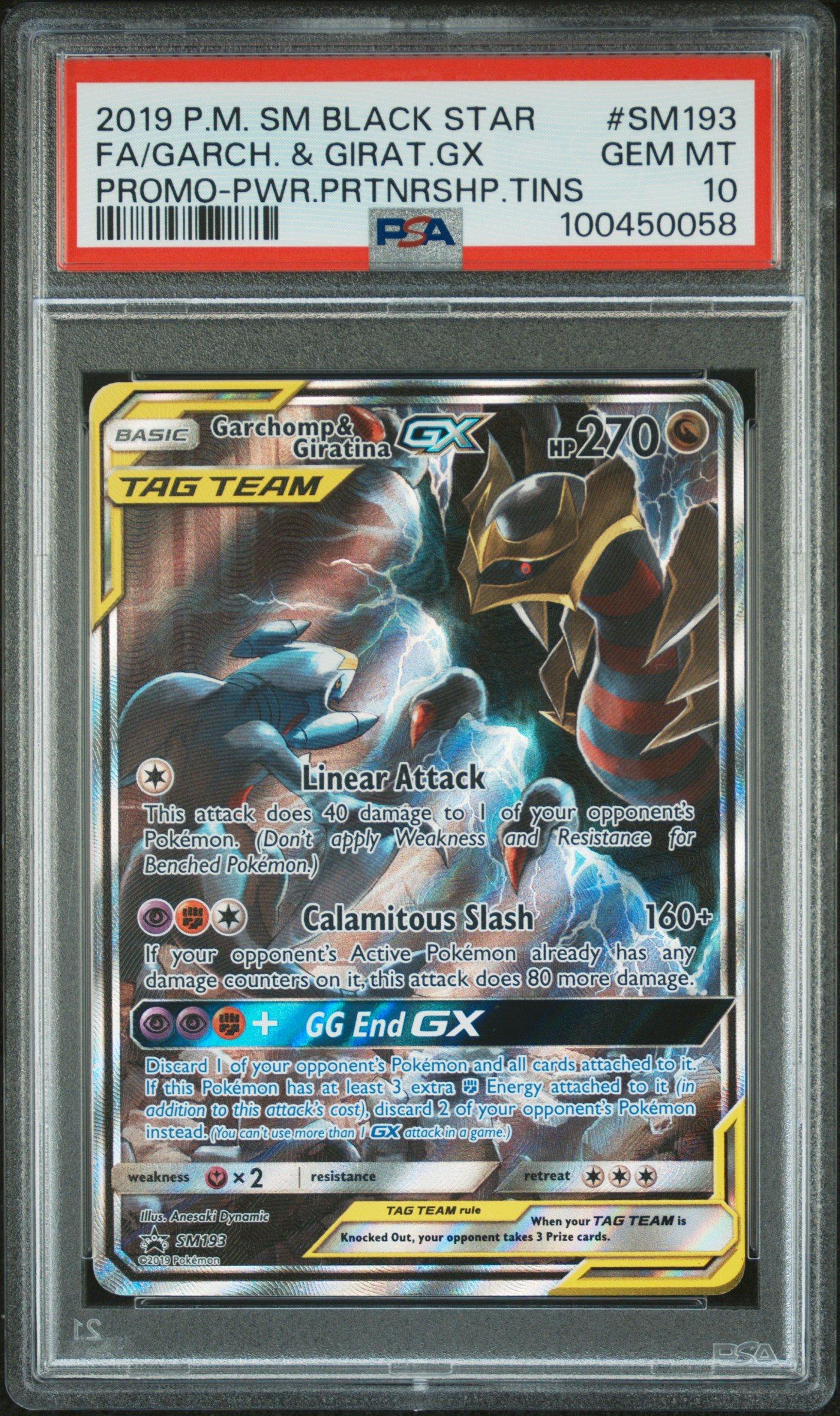 2019 Pokemon Sm Black Star Promo Sm193 Full Art/garchomp & Giratina Gx Power Partnership Tins PSA