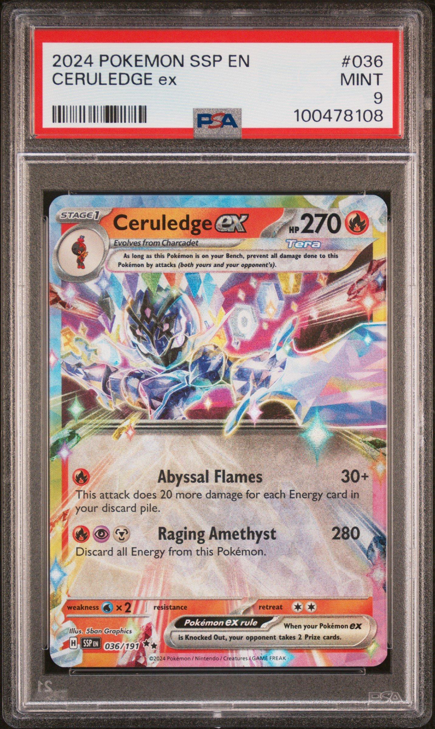 2024 Pokemon Ssp En-surging Sparks 036 Ceruledge Ex PSA 9