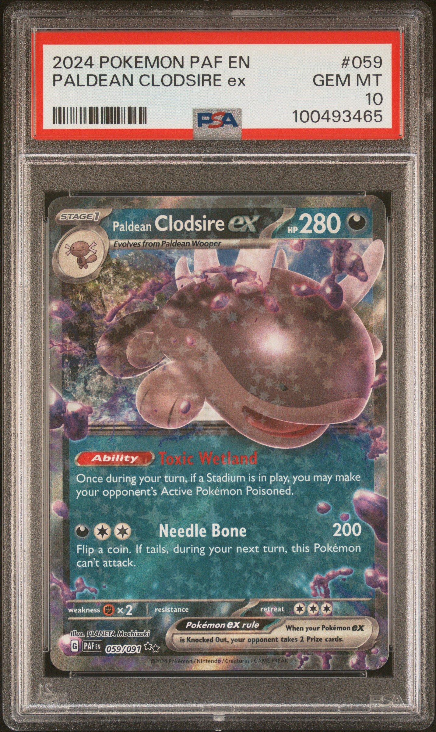 2024 Pokemon Paf En-paldean Fates 059 Paldean Clodsire Ex PSA