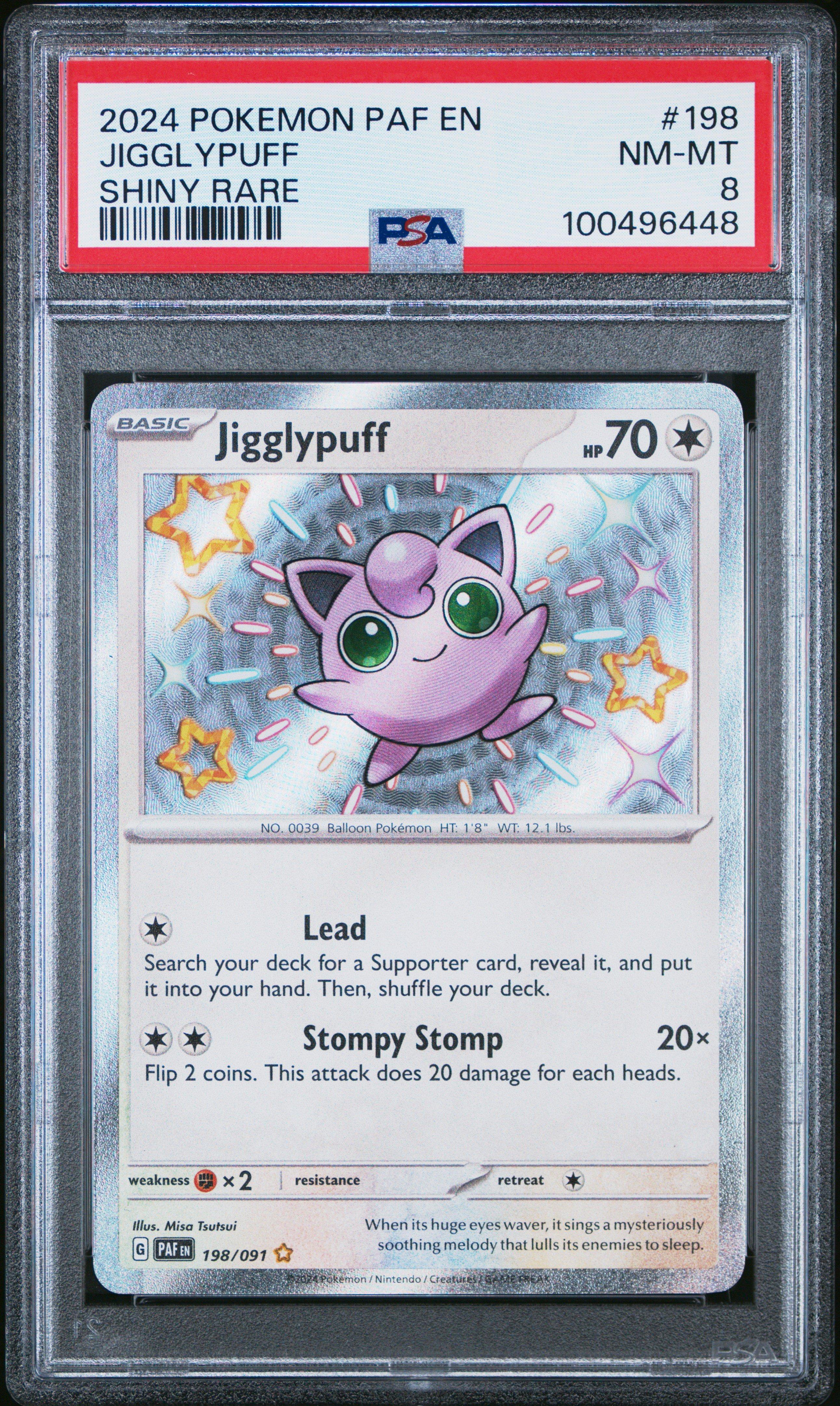 2024 Pokemon Paf En-paldean Fates 198 Jigglypuff Shiny Rare PSA
