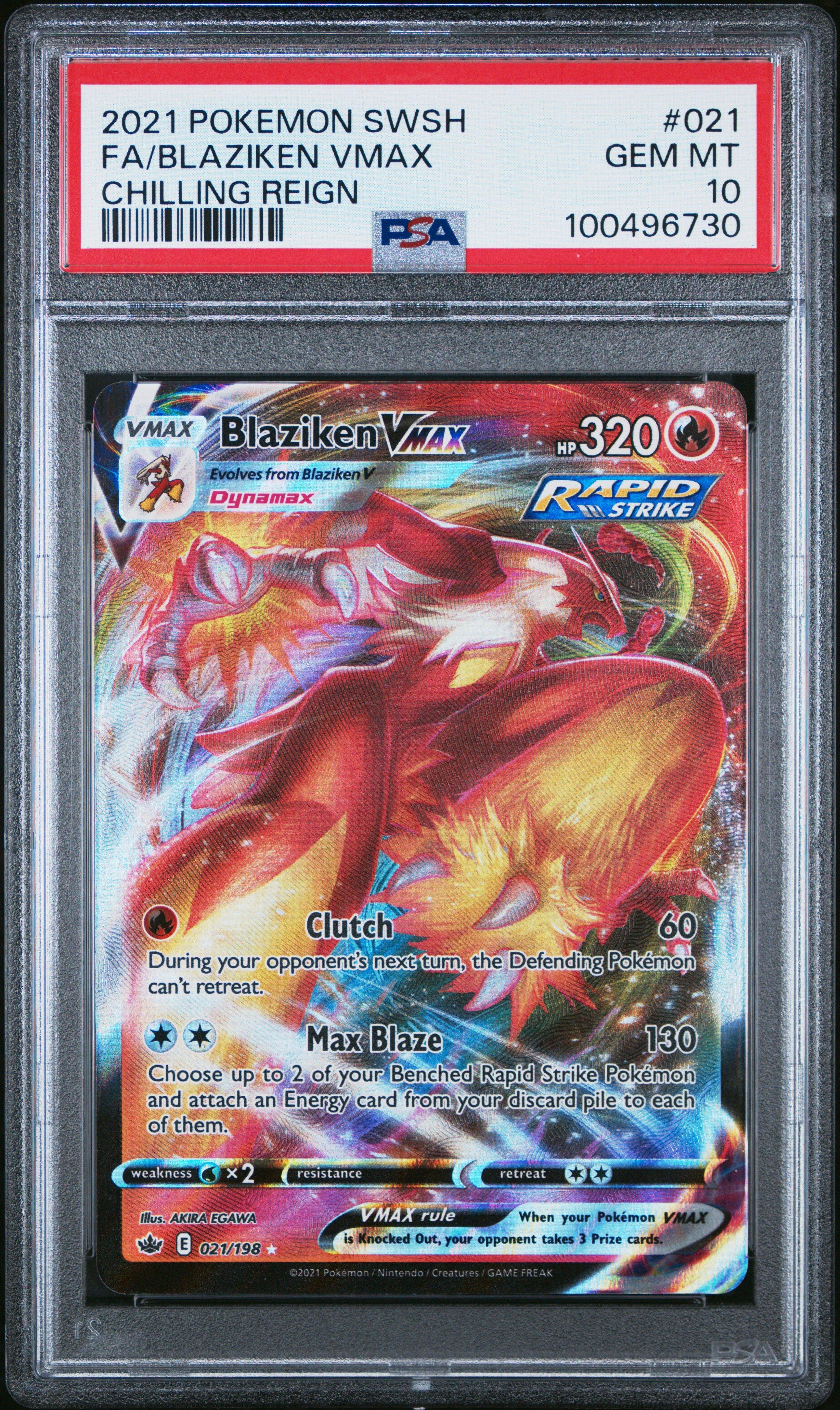 2021 Pokemon Sword & Shield Chilling Reign 021 Full Art/blaziken Vmax PSA
