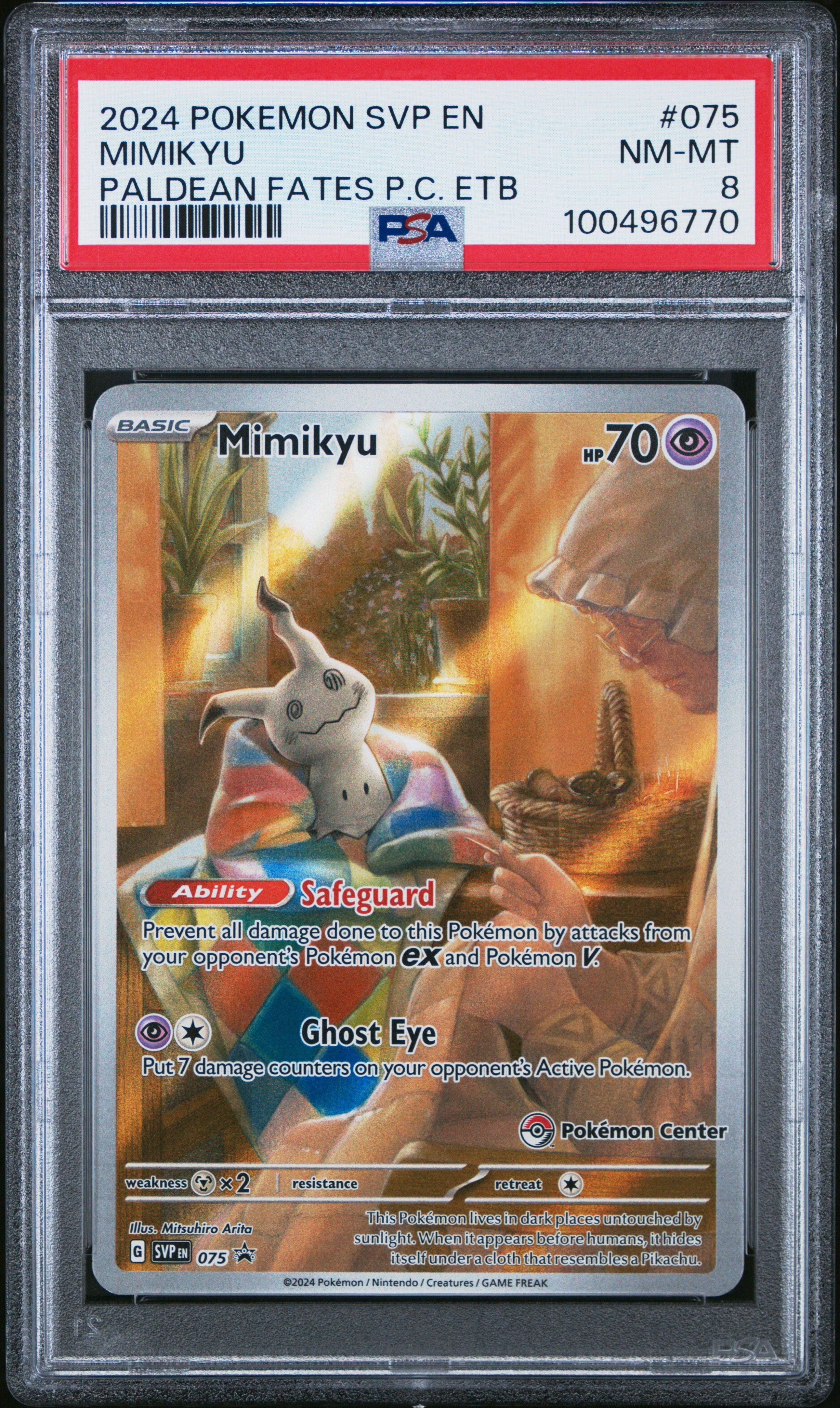 2024 Pokemon Svp En-sv Black Star Promo 075 Mimikyu Paldean Fates Pokemon Center Elite Trainer Box PSA