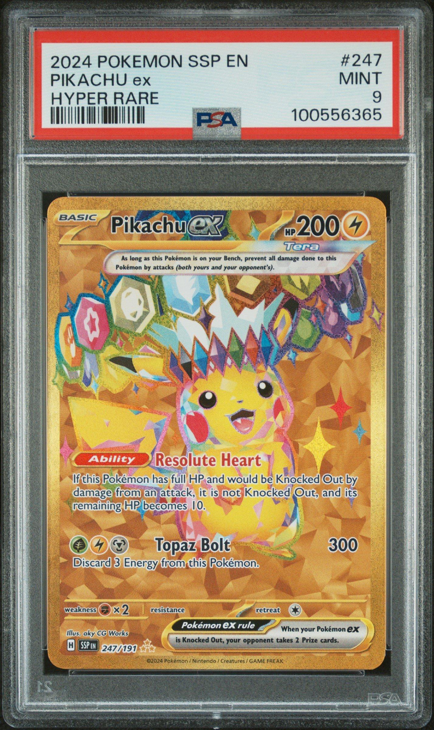 2024 Pokemon Ssp En-surging Sparks 247 Pikachu Ex Hyper Rare PSA 9