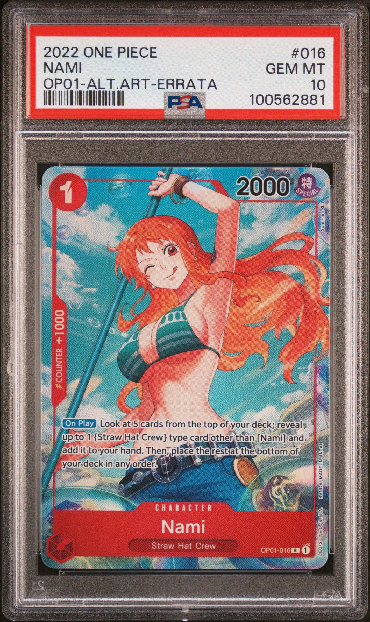 2022 One Piece Op01-romance Dawn 016 Nami Alternate Art-errata PSA