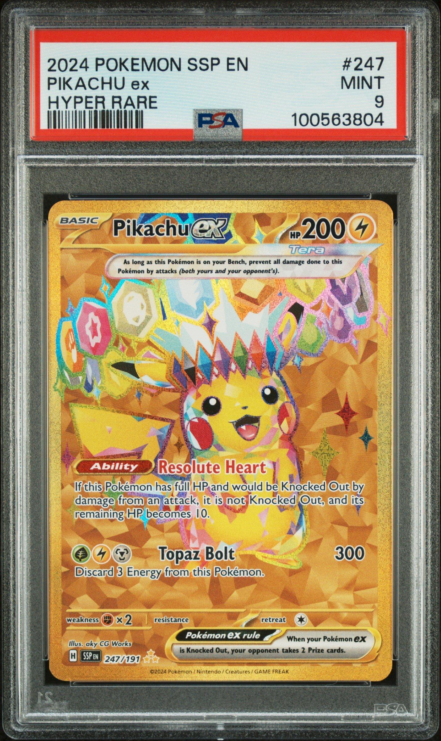 2024 Pokemon Ssp En-surging Sparks 247 Pikachu Ex Hyper Rare PSA 9