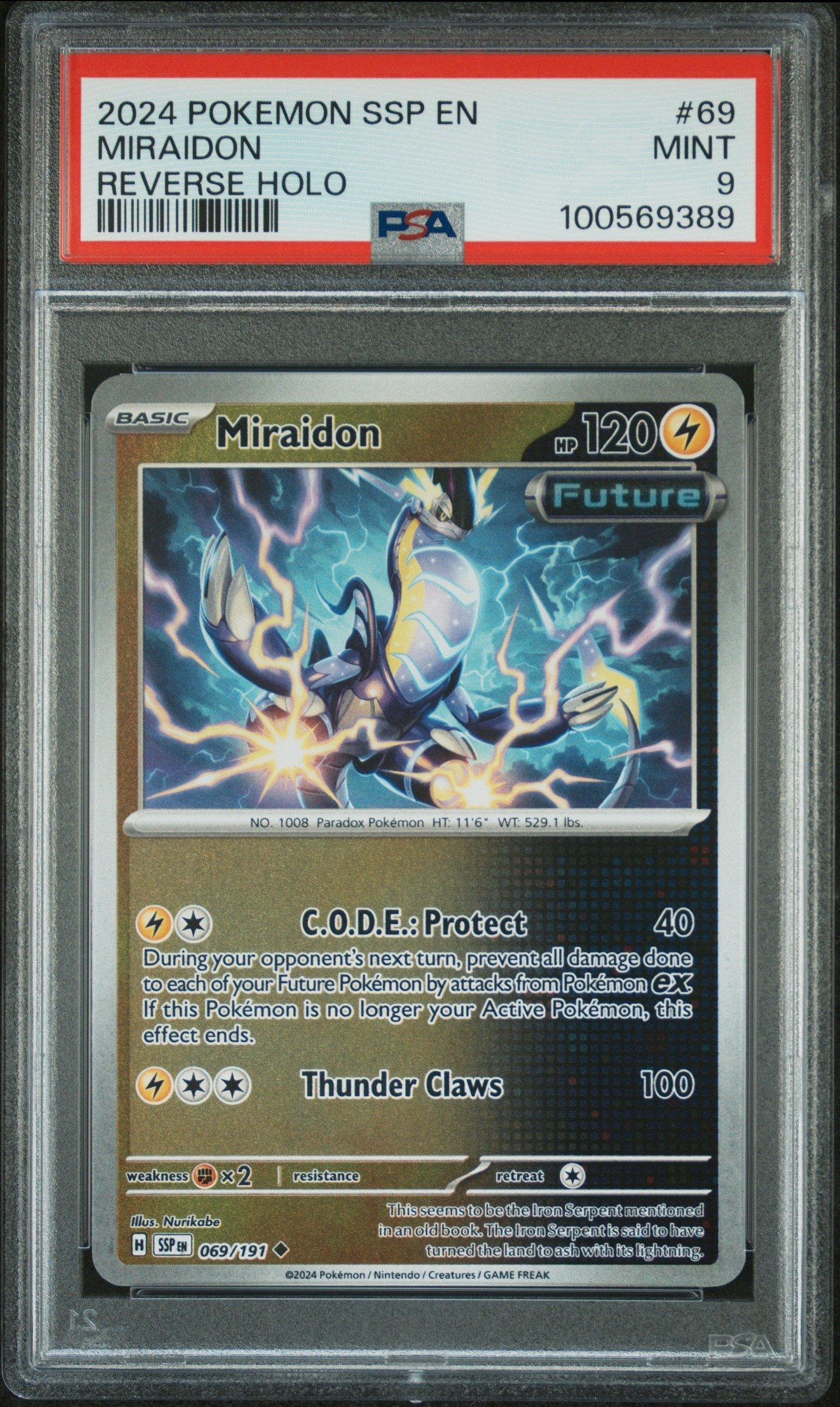 2024 Pokemon Ssp En-surging Sparks 069 Miraidon Reverse Holo PSA 9