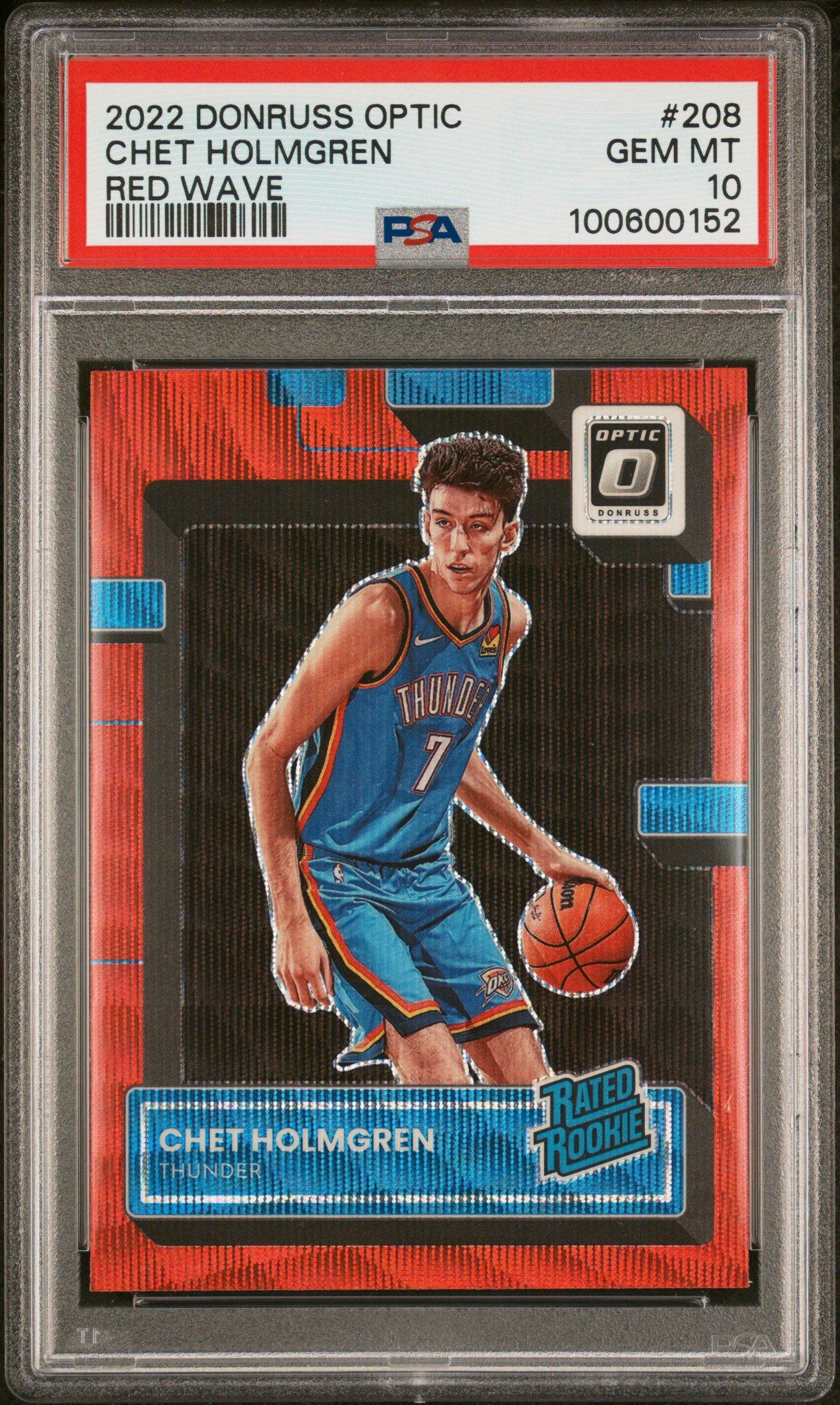 2022 Panini Donruss Optic 208 Chet Holmgren Red Wave PSA 10