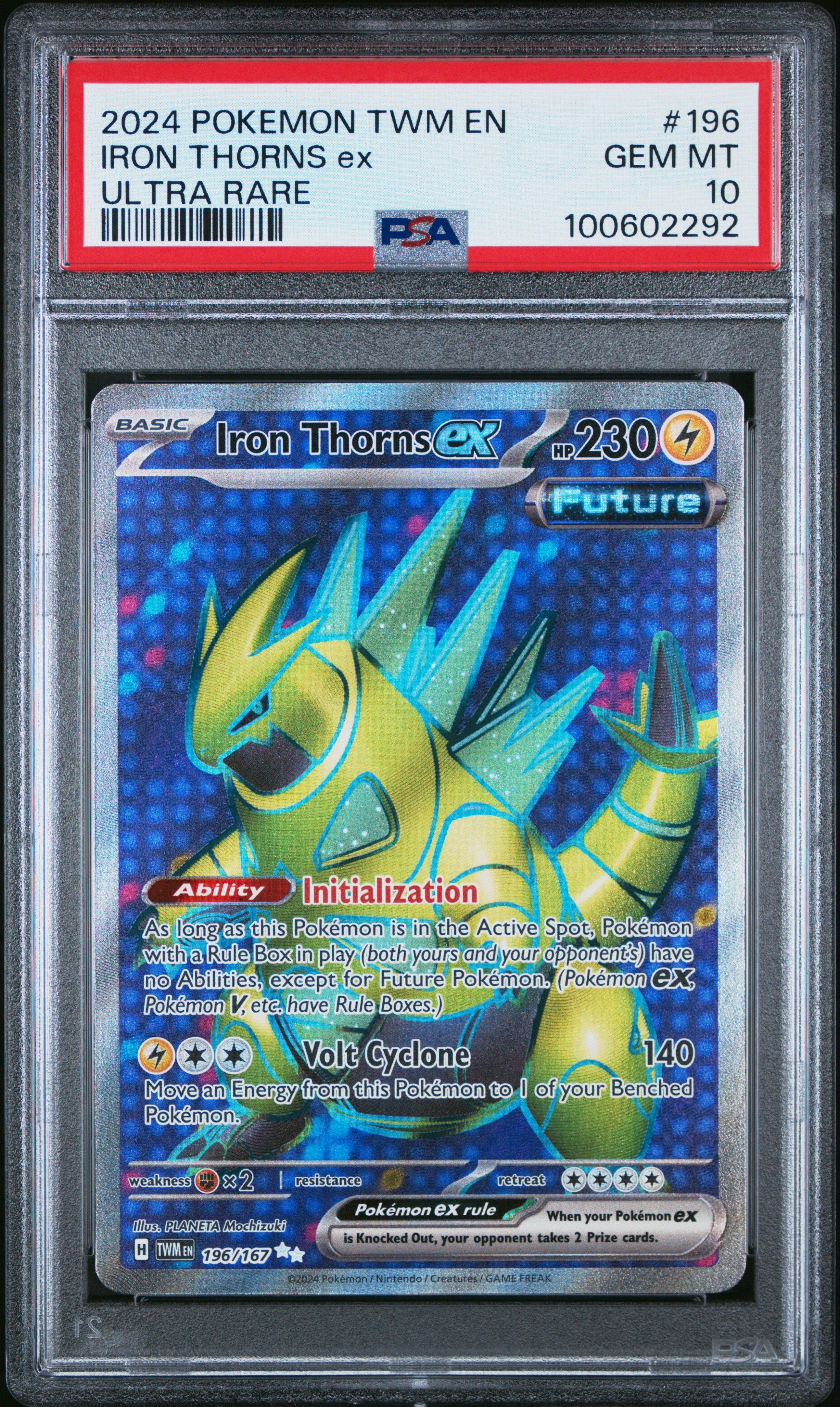 2024 Pokemon Twm En-twilight Masquerade 196 Iron Thorns Ex Ultra Rare PSA  10 Graded Card | GameStop