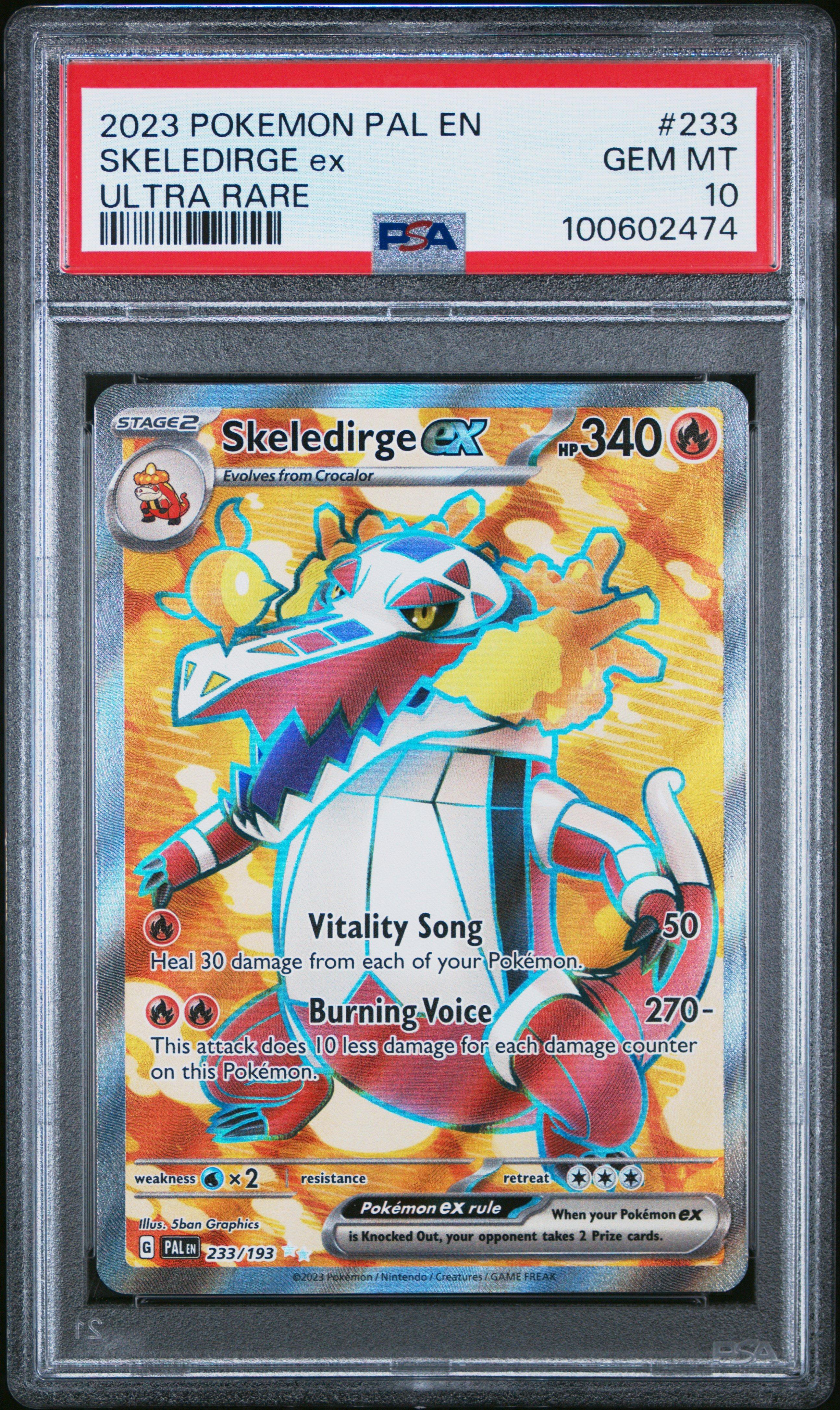 2023 Pokemon Pal En-paldea Evolved 233 Skeledirge Ex Ultra Rare PSA