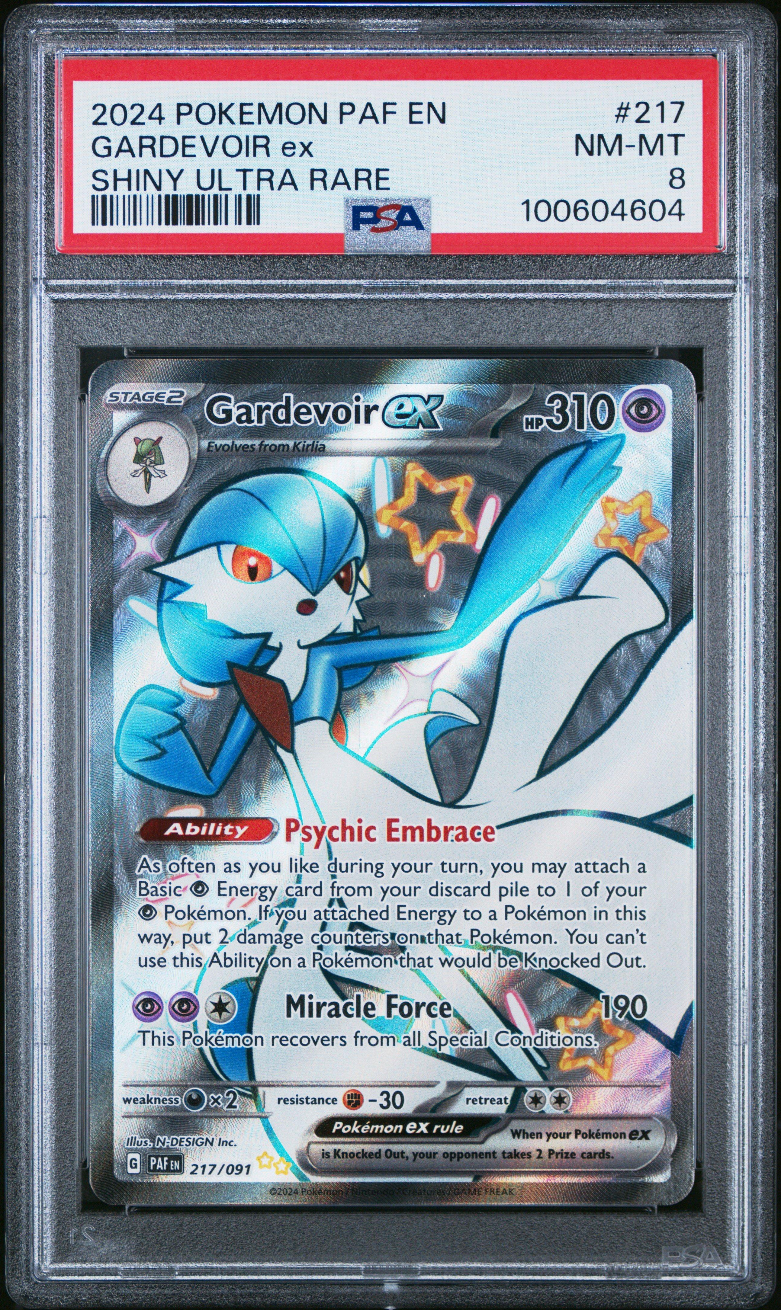 2024 Pokemon Paf En-paldean Fates 217 Gardevoir Ex Shiny Ultra Rare PSA 8