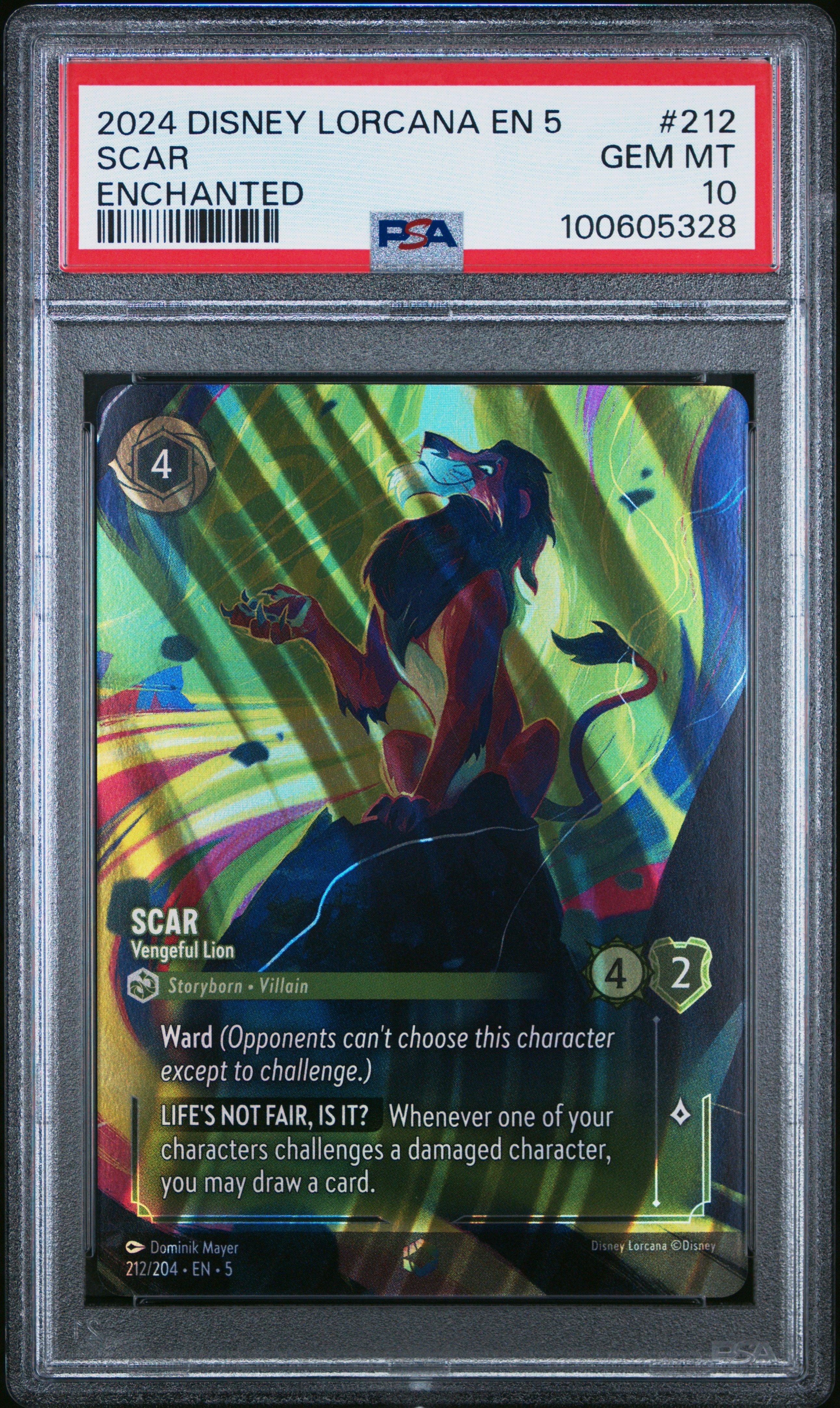 2024 Disney Lorcana En 5-shimmering Skies 212 Scar - Vengeful Lion