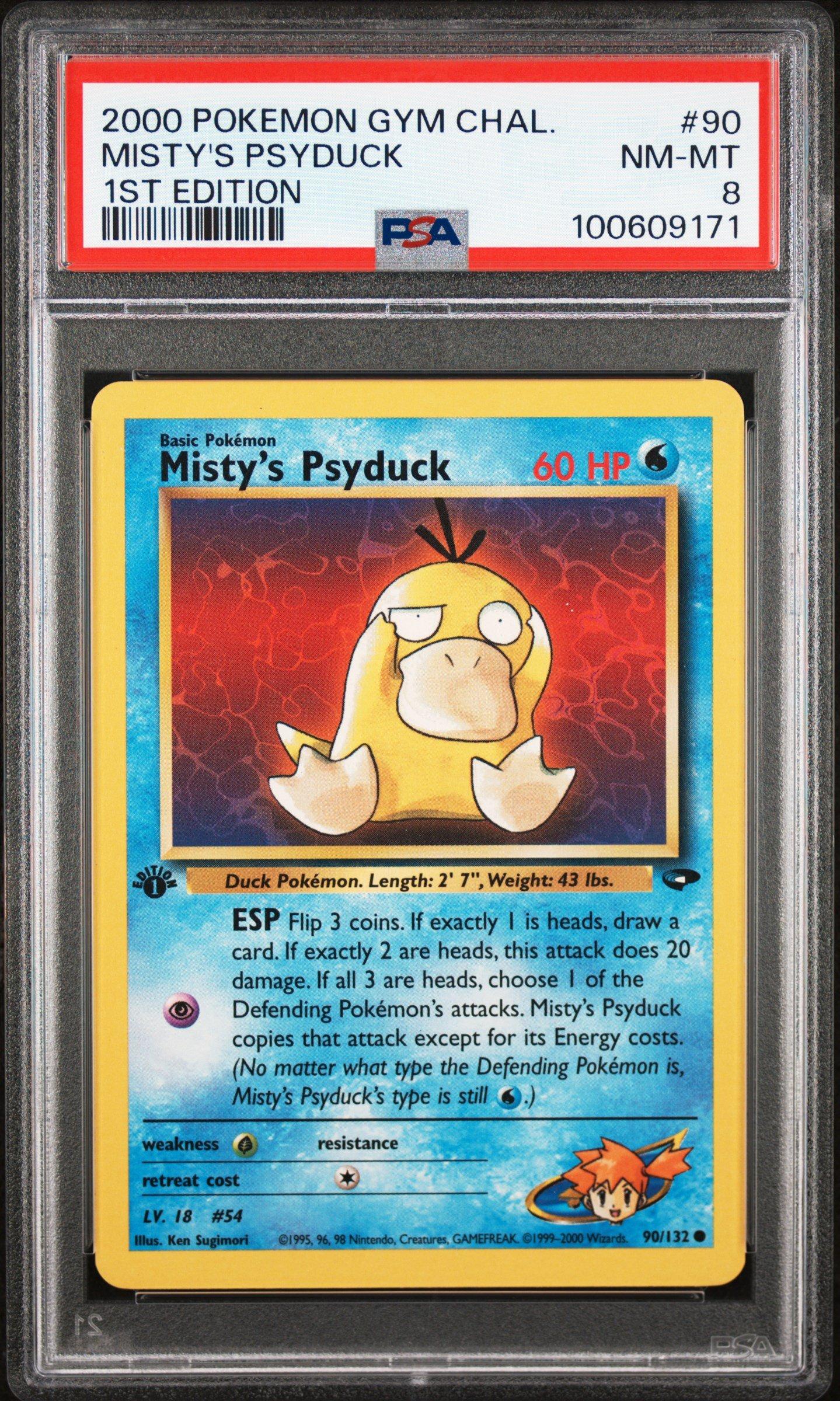 2000 Pokemon Gym Challenge 90 Misty's Psyduck 1st Edition PSA 8