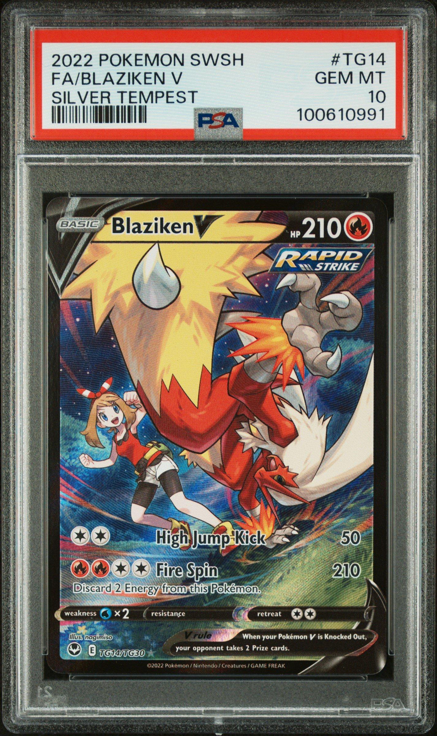 2022 Pokemon Sword & Shield Silver Tempest Tg14 Full Art/blaziken V PSA