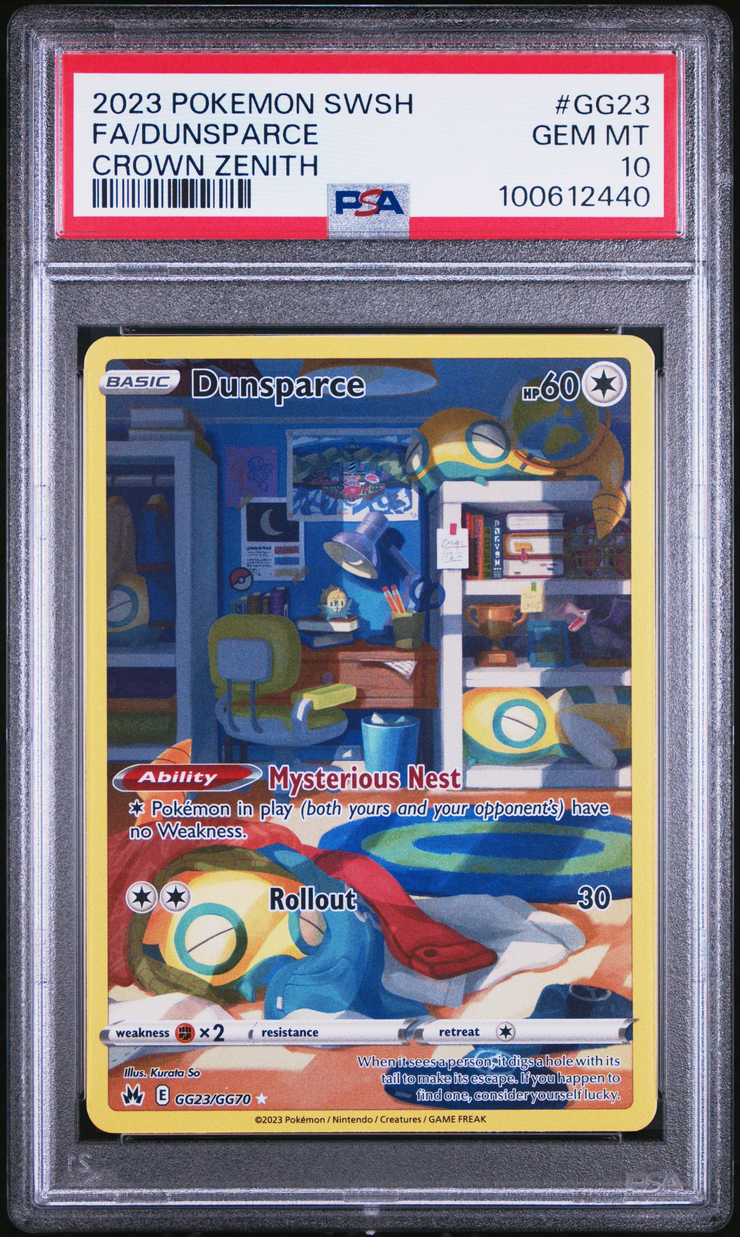 2023 Pokemon Sword And Shield Crown Zenith Gg23 Full Art/dunsparce PSA 10