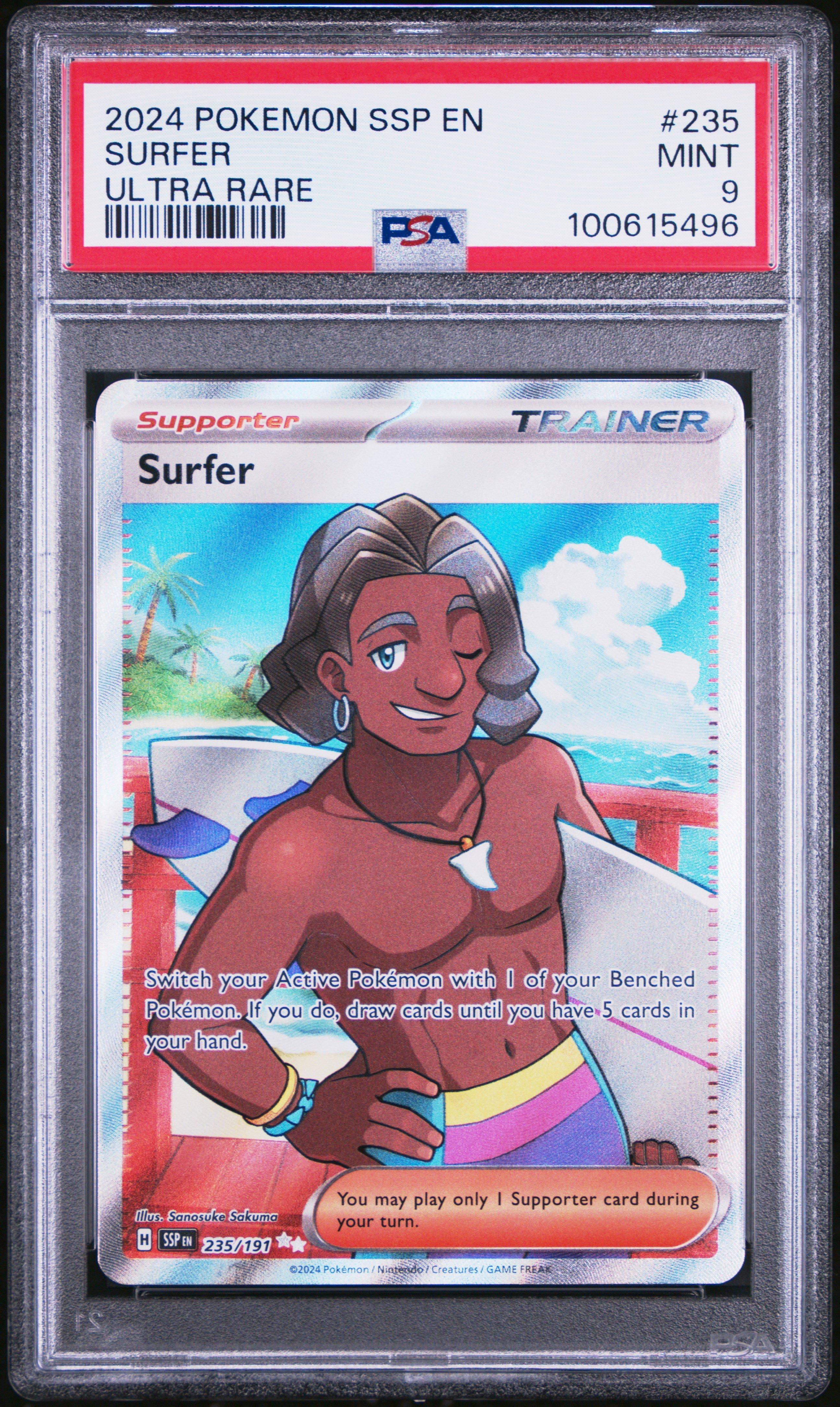 2024 Pokemon Ssp En-surging Sparks 235 Surfer Ultra Rare PSA 9