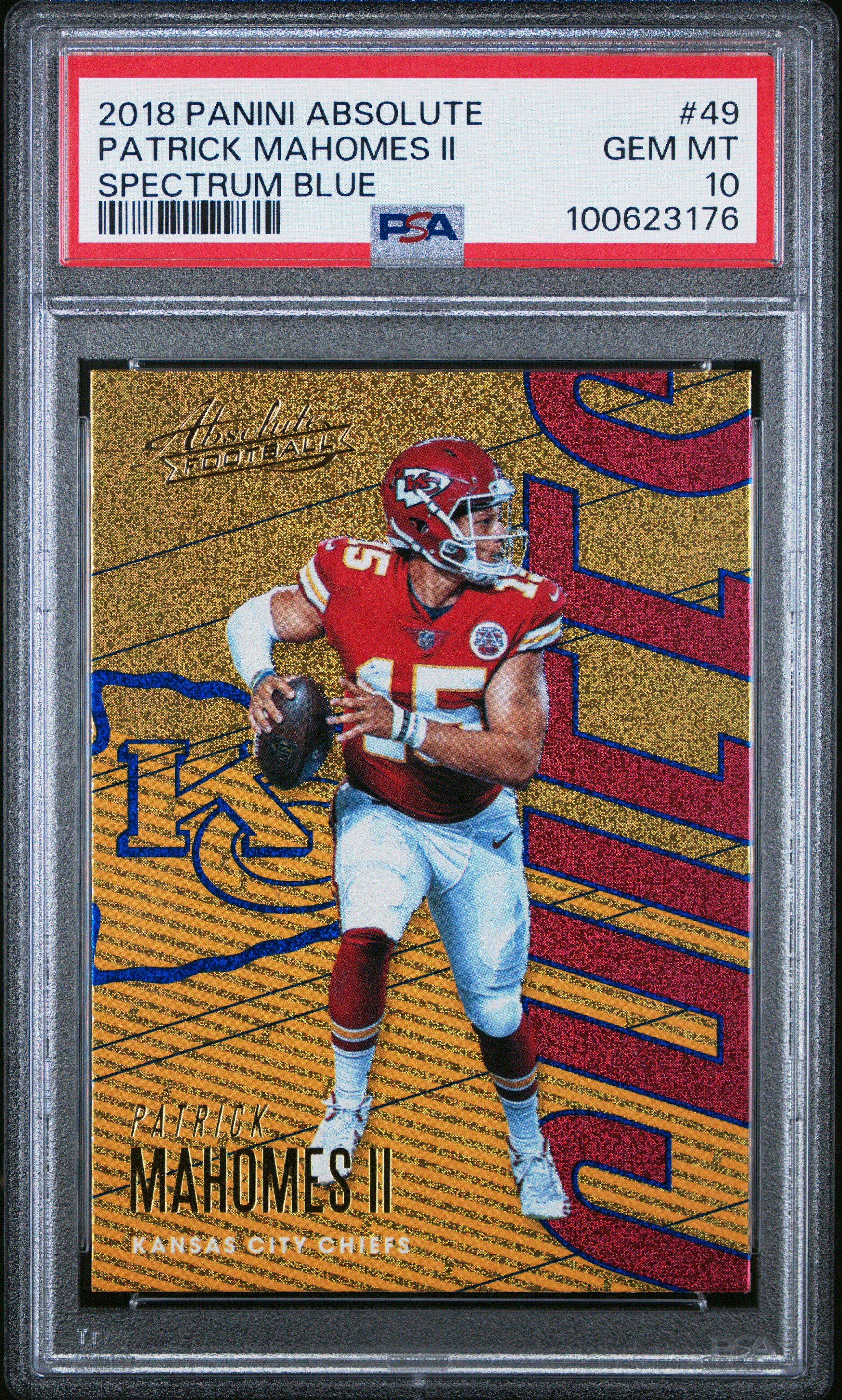 2018 Panini Absolute 49 Patrick Mahomes Ii Spectrum Blue PSA 10