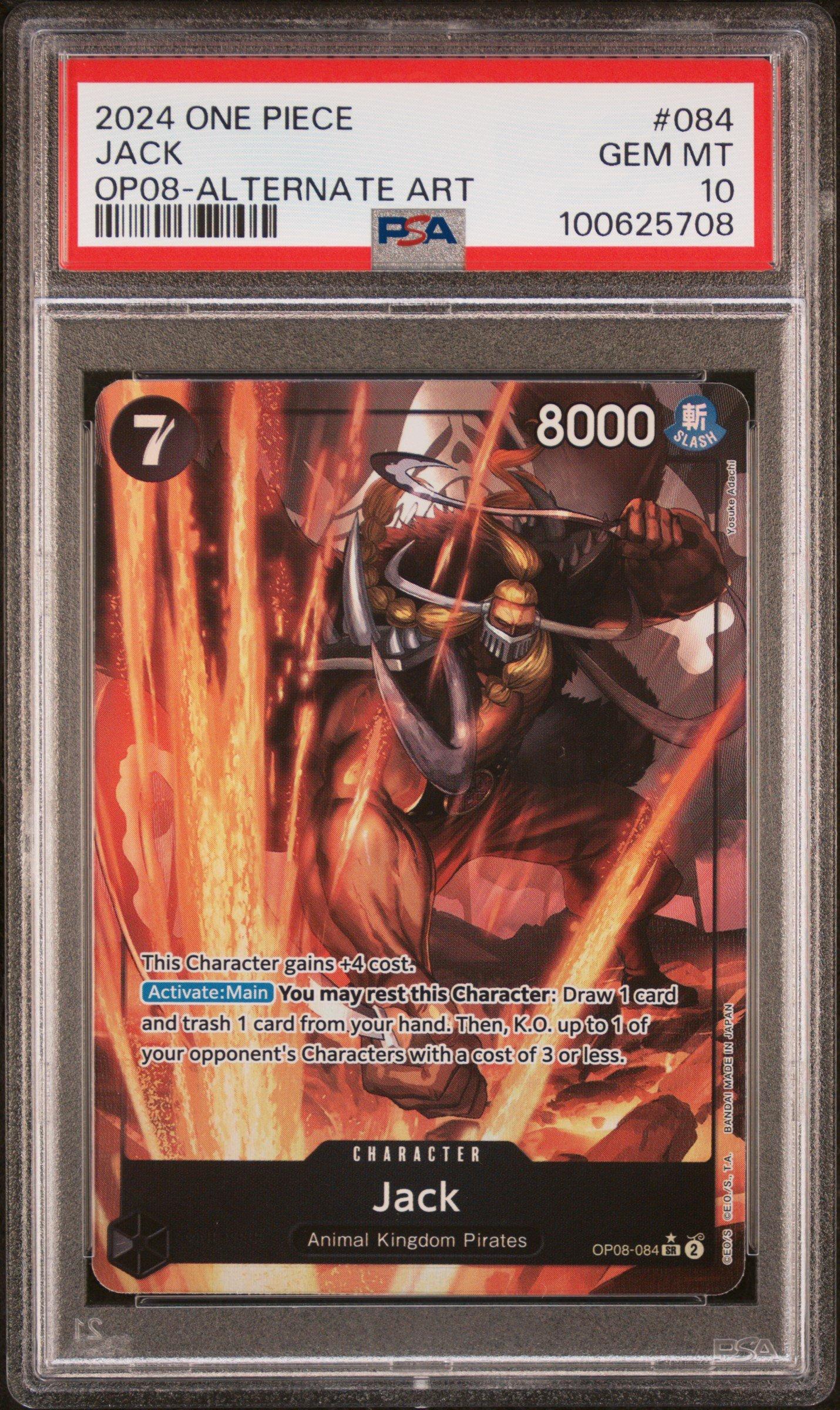 2024 One Piece Op08-two Legends 084 Jack Alternate Art PSA 10