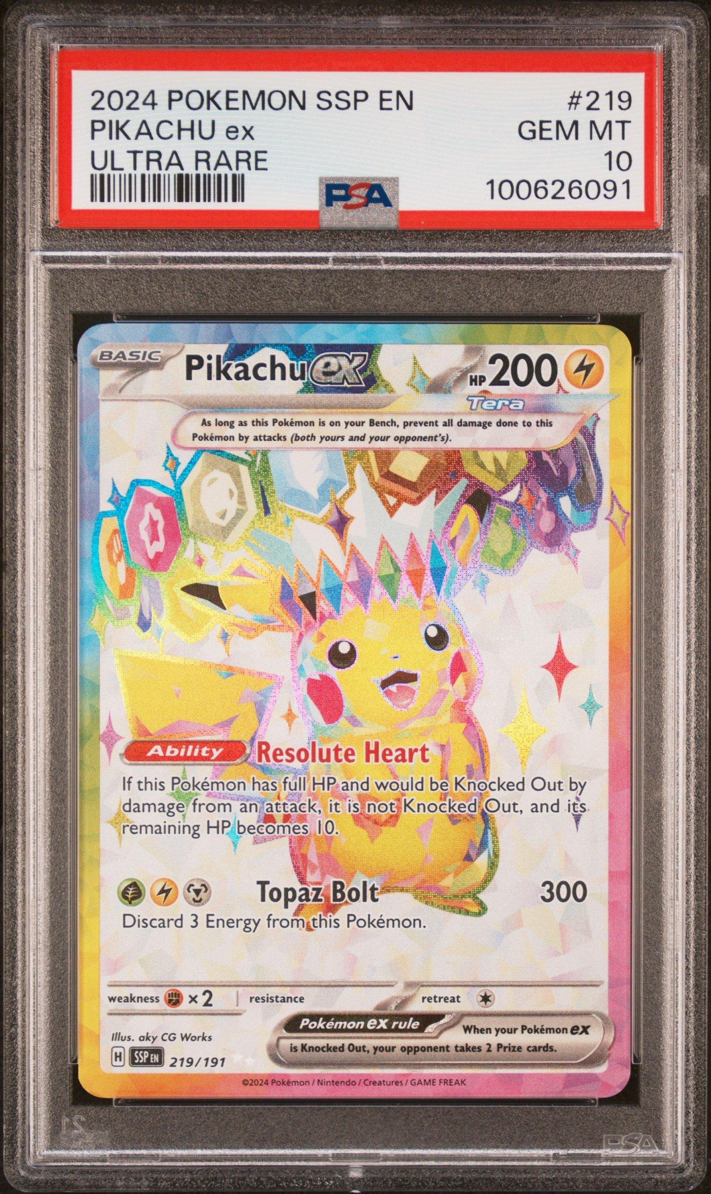 2024 Pokemon Ssp En-surging Sparks 219 Pikachu Ex Ultra Rare PSA