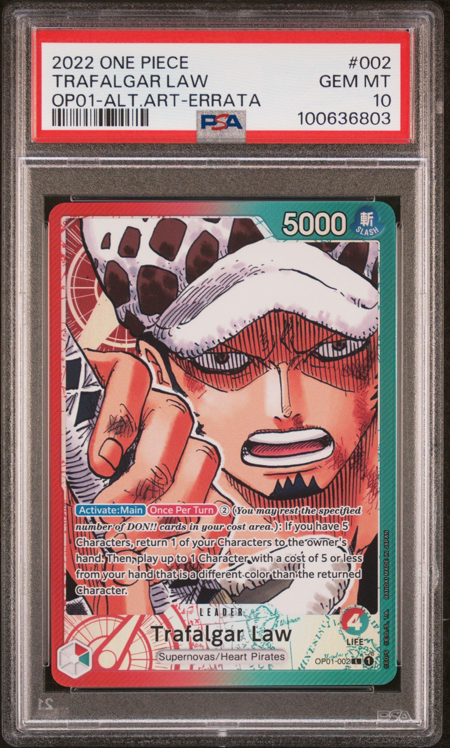 2022 One Piece Op01-romance Dawn Trafalgar Law Alternate Art-errata PSA 10